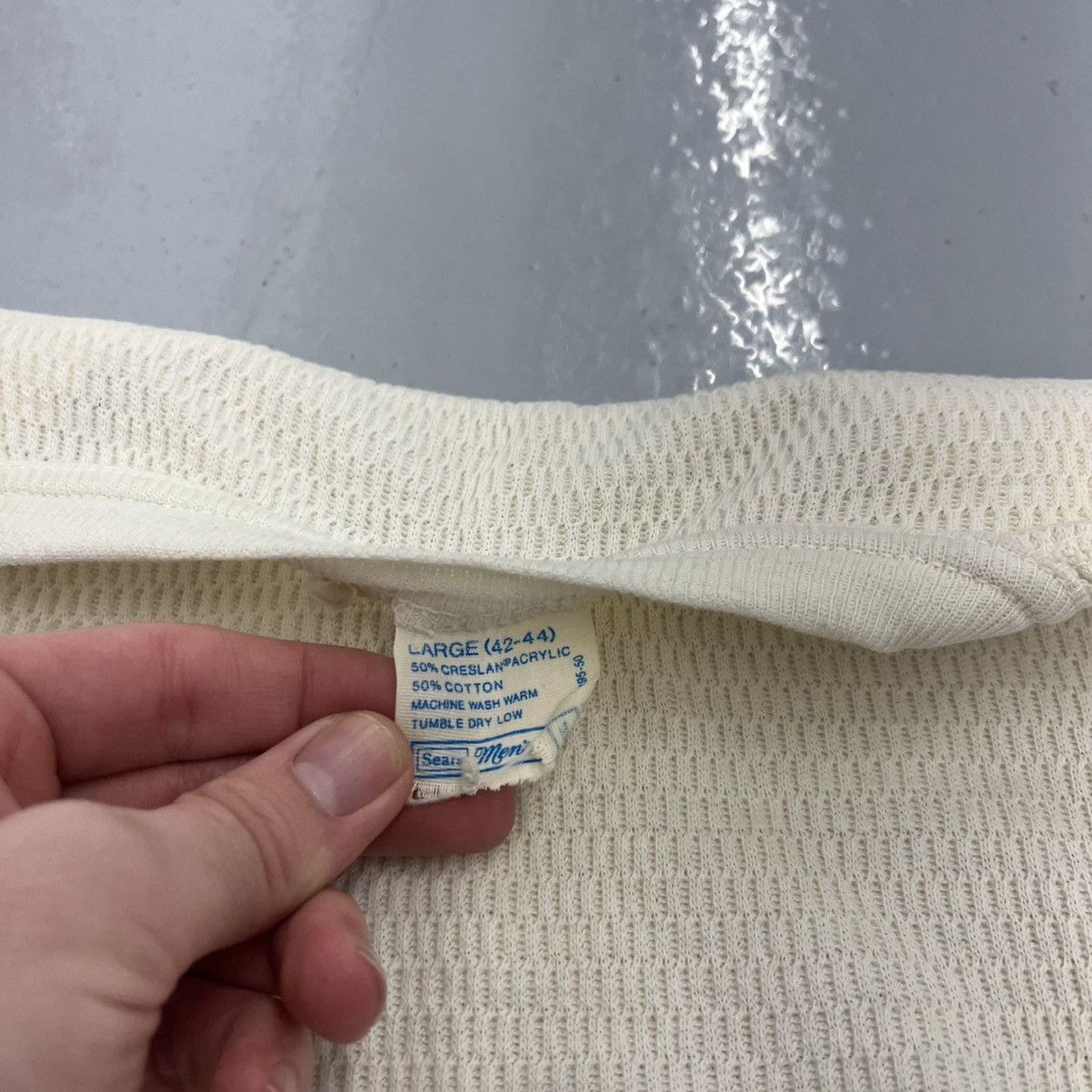 Sears Vintage 80s Sears White Blank Long Sleeve Thermal Size US M / EU 48-50 / 2 - 3 Thumbnail