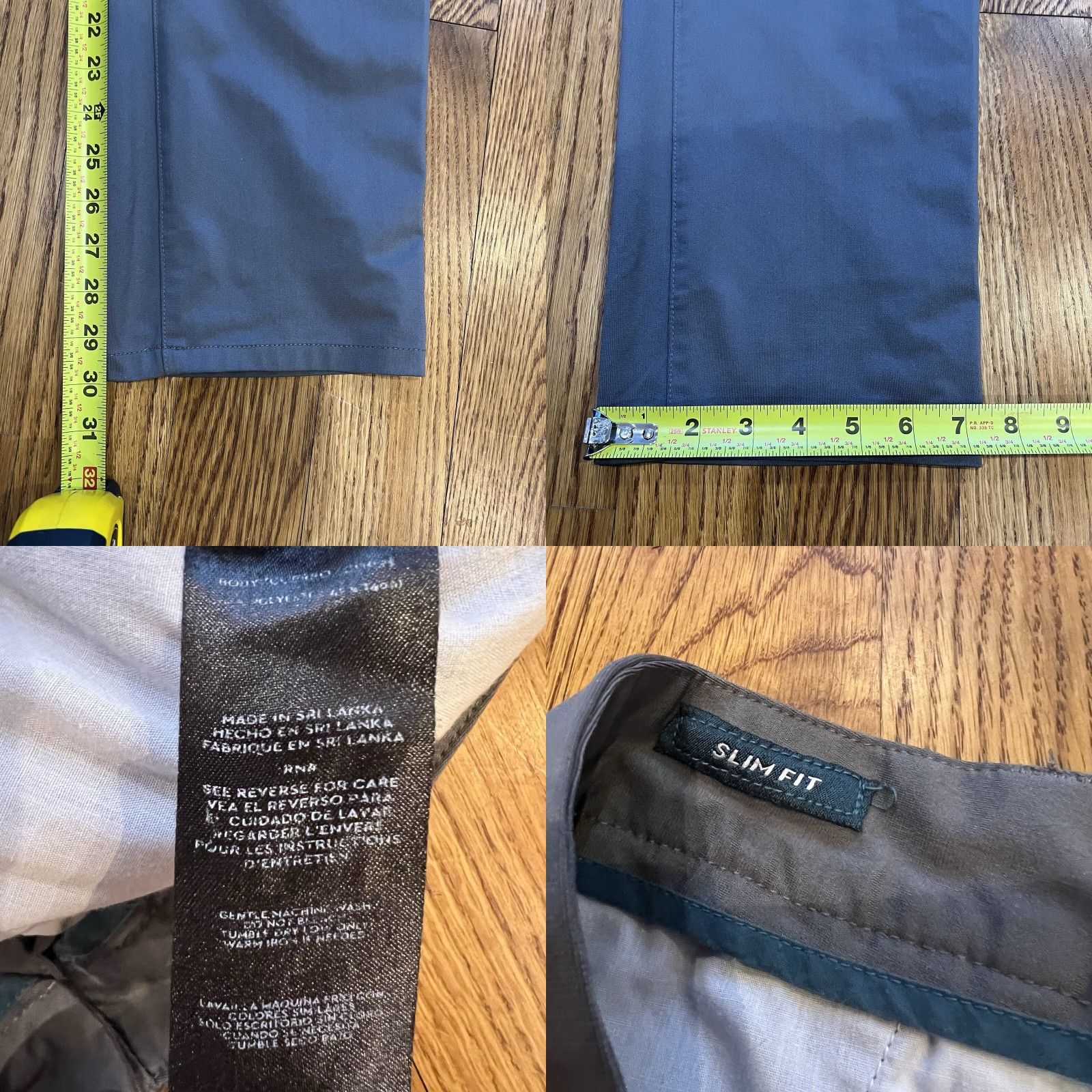 Vintage TAYLRD Men's Performance Chino Pants Slim Fit 35X30 Gray Pants Men Slim Front Button Zip Inseam 30 Solid Gray Size US 35 - 8 Thumbnail
