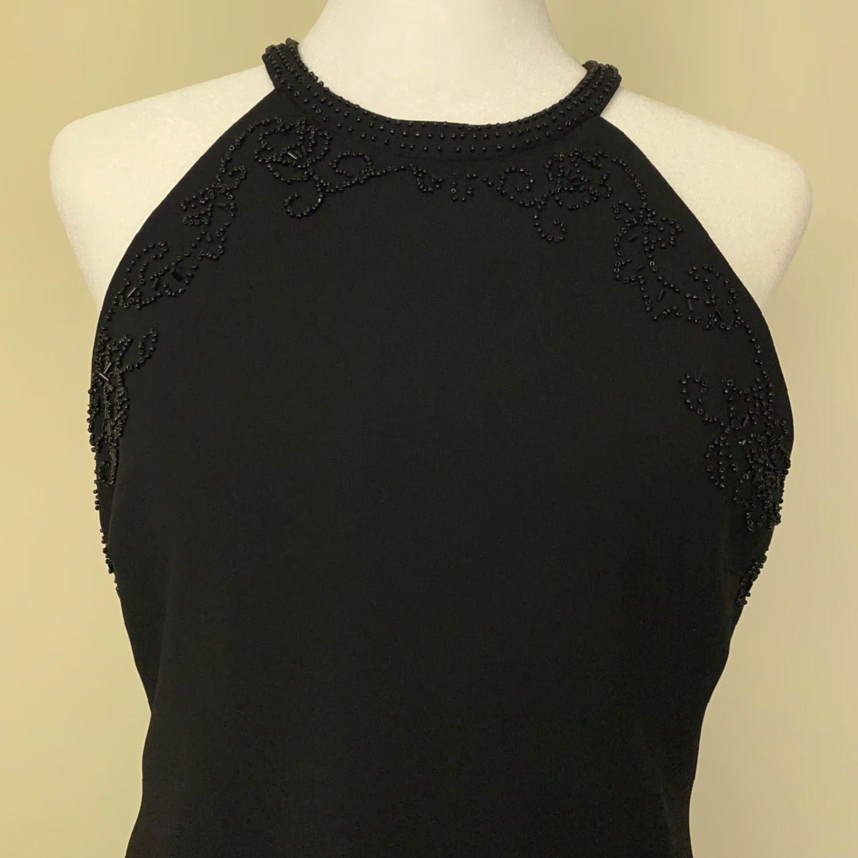 Vintage Leslie Fay Dress Womens Size 10 Black Sleeveless Beaded Fit Flare Above Knee Size L / US 10 / IT 46 - 2 Thumbnail