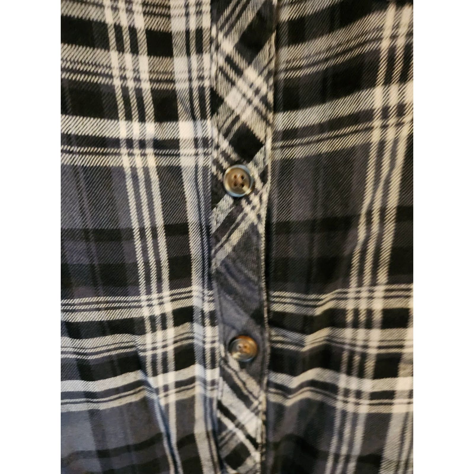 Vintage Terra & Sky Black Plaid Flannel Long Sleeve Button Up Top Shirt 1X Size XL / US 12-14 / IT 48-50 - 4 Thumbnail