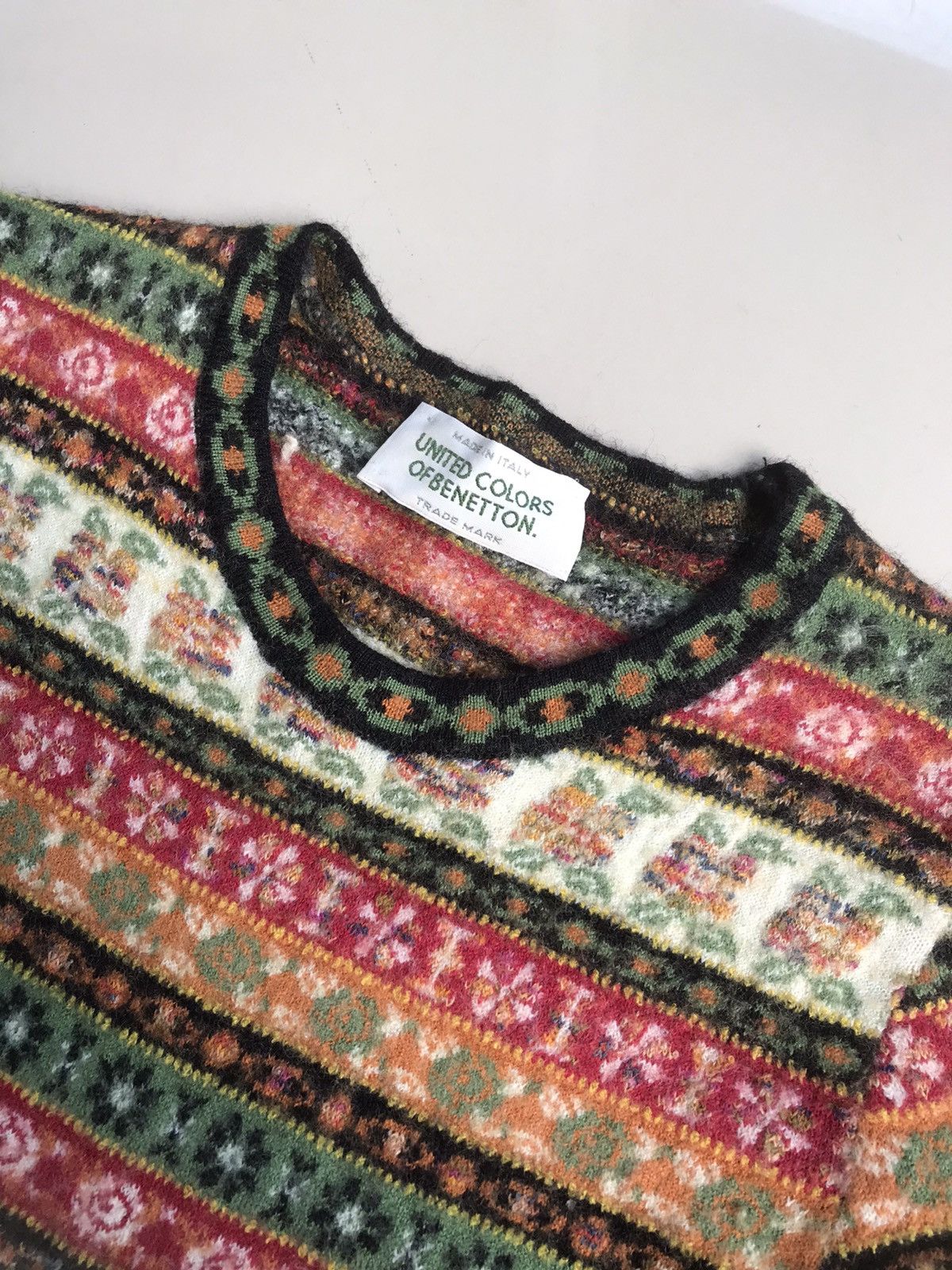 Vintage United Color Of Benetton With Cut Flower Pattern