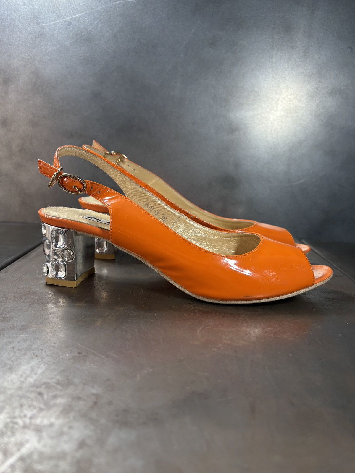 Miu Miu 2011 Miu Miu Heels Patent Leather Jewel Rhinestone Straps Size US 8 / IT 38 - 1 Thumbnail