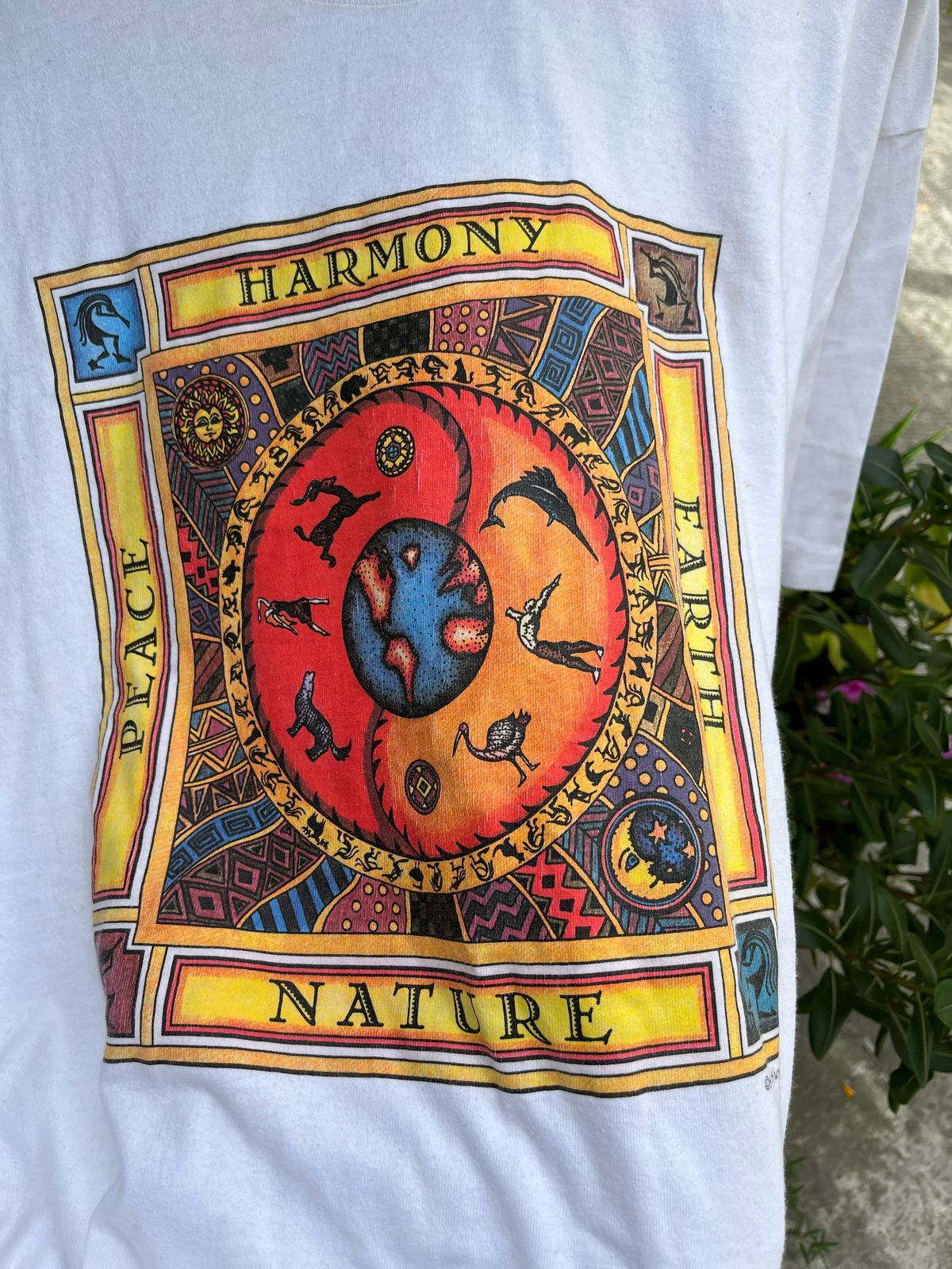 Vintage vtg humanitees '94 harmony, peace, nature & earth tshirt Size US XL / EU 56 / 4 - 3 Thumbnail