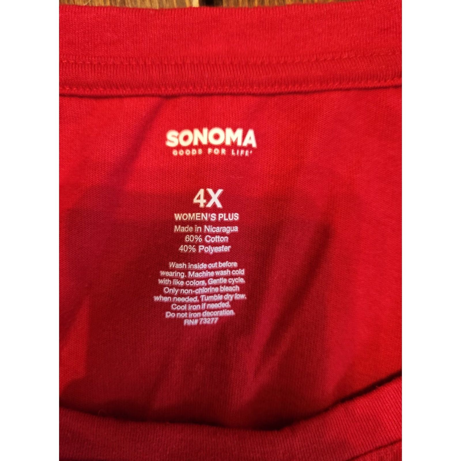 Vintage Sonoma Holiday Ho Ho Ho Santa Long Sleeve T Shirt 4X Plus Women Red Christmas Crew Neck Casual Sleeve Cotton Polyester Easy Care Tagless Vintage: No Size XXL / US 16-18 / IT 52-54 - 4 Thumbnail
