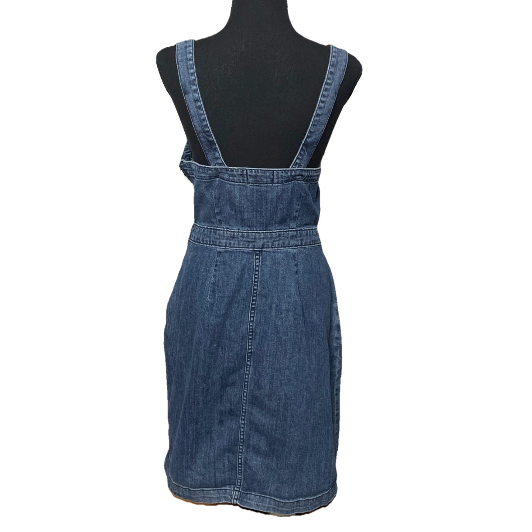 Vintage VINTAGE Universal Thread Denim Overall Dress Sz 6 Midi Sleeveless Blue University Womens Size 28" / US 6 / IT 42 - 2 Thumbnail