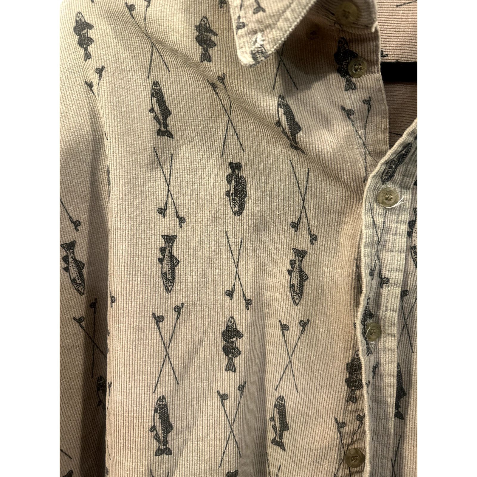 Columbia Columbia Corduroy Shirt Fishing Print 90s USA Made Large Size US L / EU 52-54 / 3 - 8 Thumbnail
