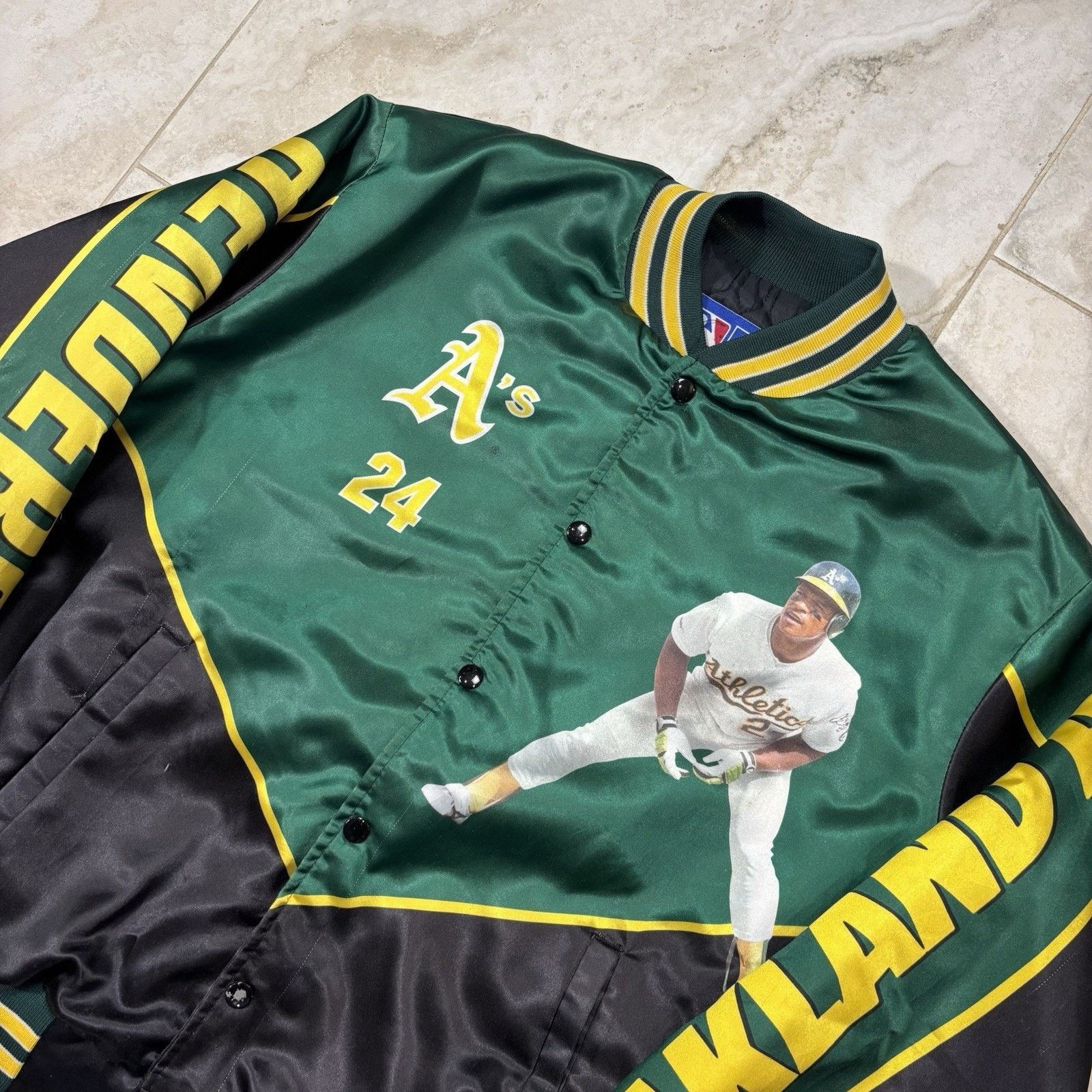 MLB Vintage Oakland Athletics Rickey Henderson Satin Jacket L Size US L / EU 52-54 / 3 - 3 Thumbnail