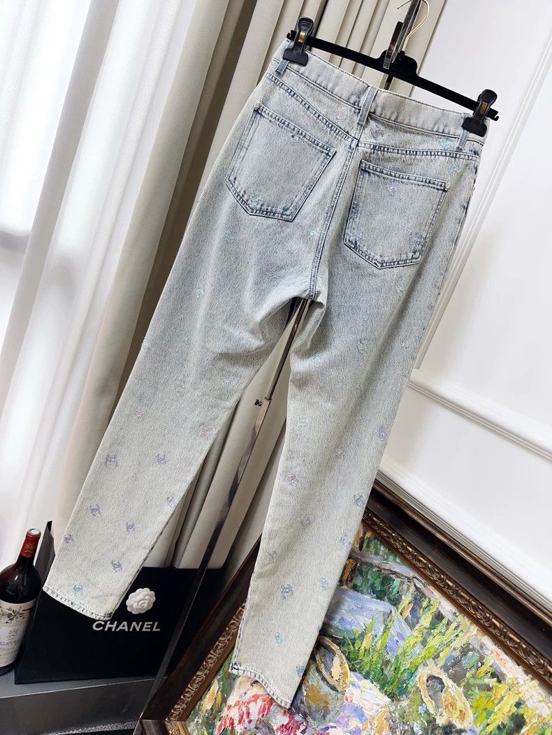 Chanel Chanel 21k blue and gray double C sequin jeans Size 25" / US 0 / IT 36 - 2 Thumbnail