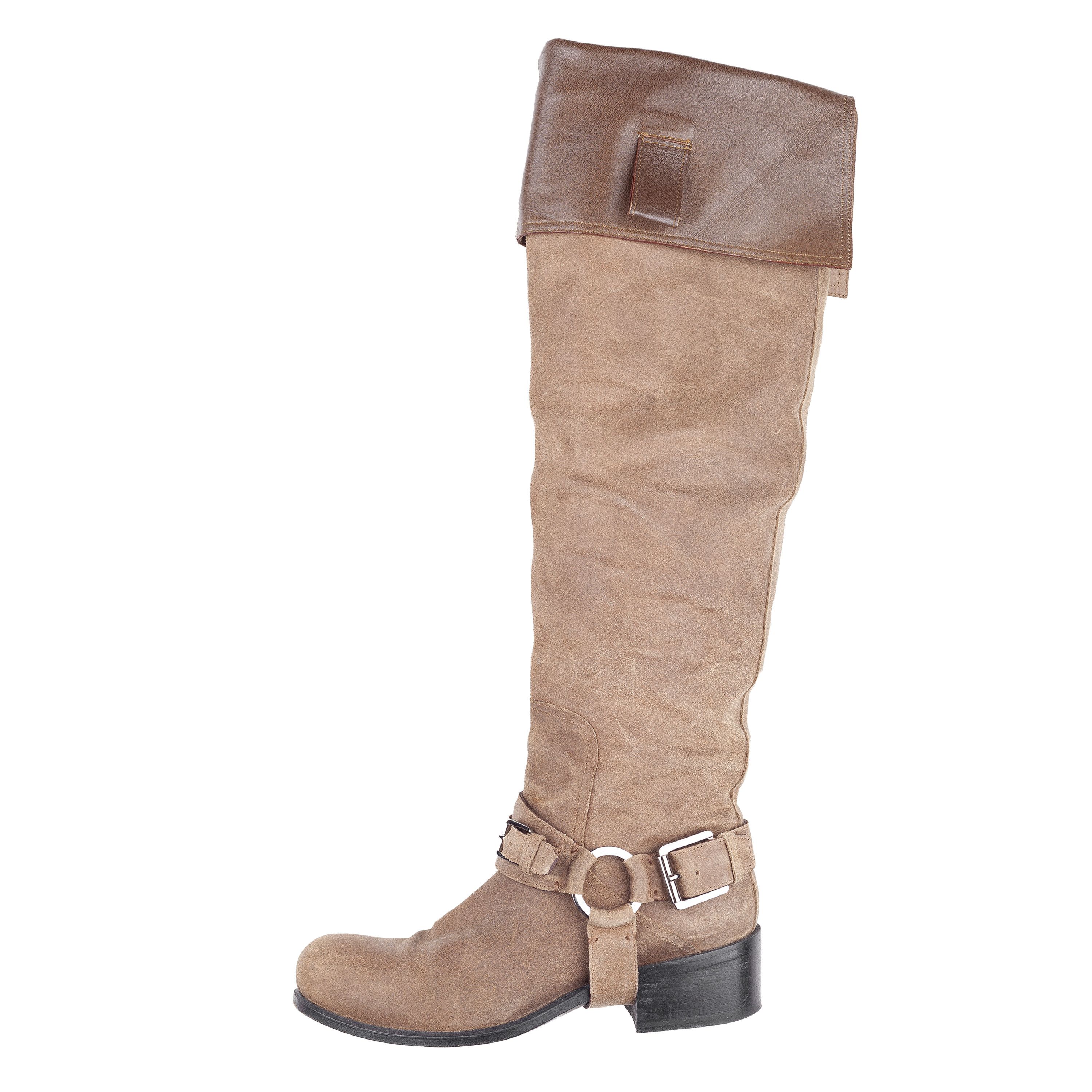 Dior Christian Dior Over The Knee Brown Leather Boots (37,5 EU) Size US 6.5 / IT 36.5 - 2 Thumbnail