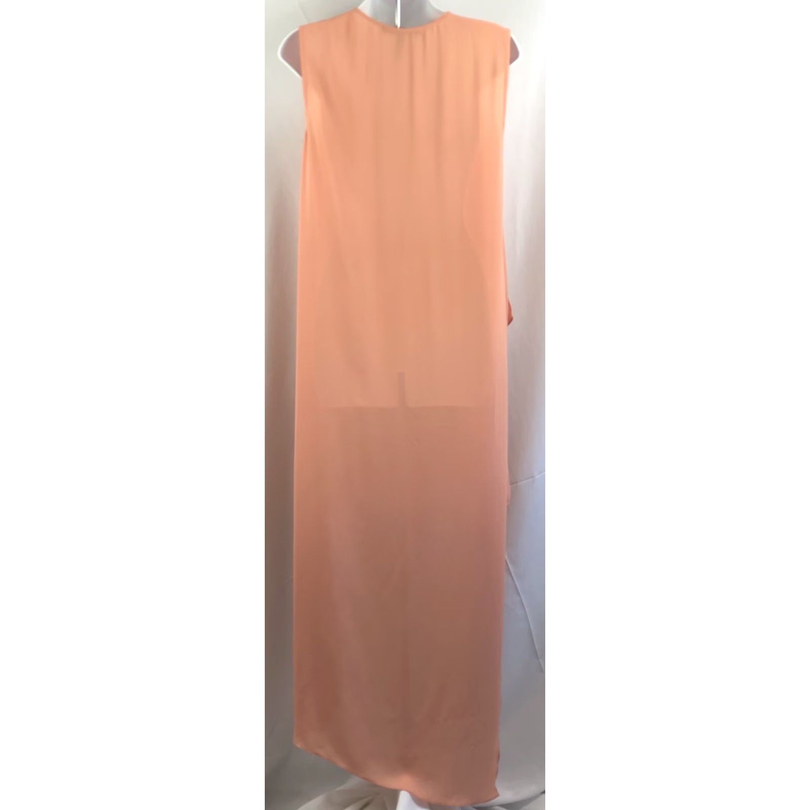 Bcbgmaxazria BCBGMAXAZRIA Dress Sleeveless Hi-Low Chiffon Peach Waterfall Drape Ruffle Georgette S Womens Dress Size S / US 4 / IT 40 - 5 Thumbnail