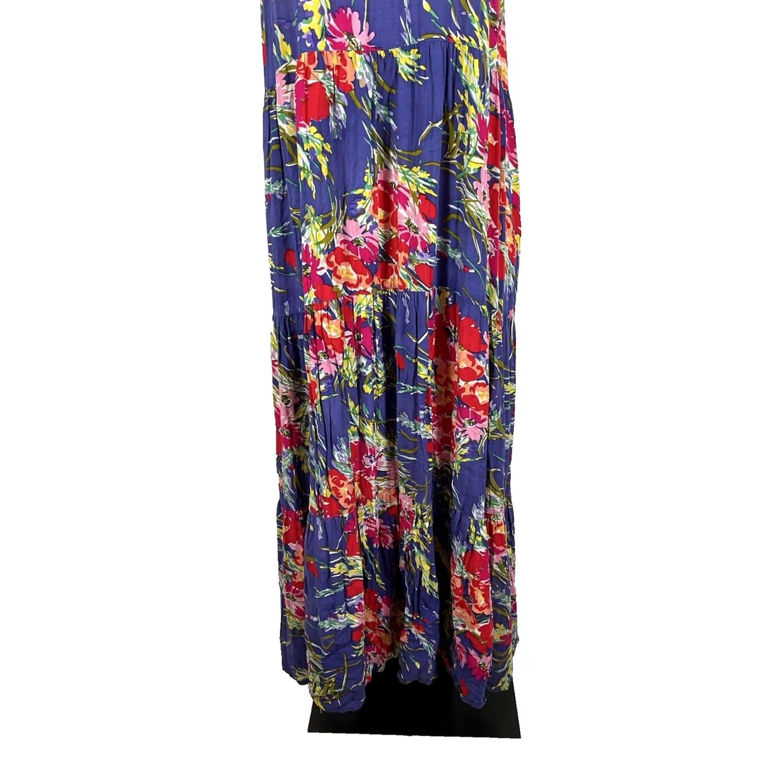 Vintage UMGEE Floral Sleeveless Maxi Dress L Boho High Neck Tie Pockets Lined Summer Spring Women’s Size L / US 10 / IT 46 - 4 Thumbnail