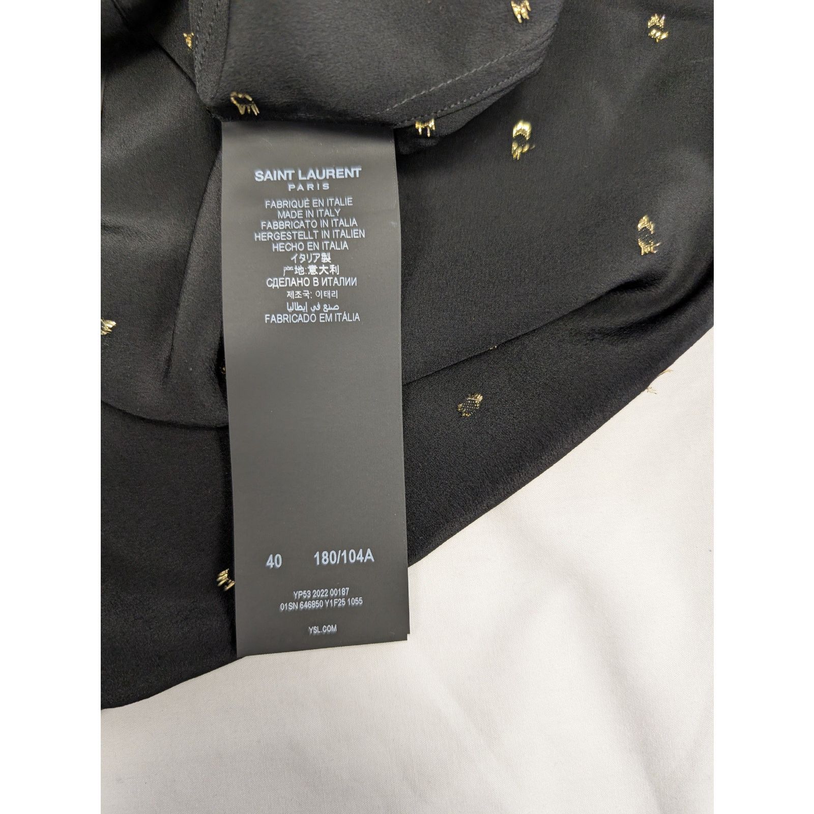 Saint Laurent Paris o1rshd1 Black with Gold Dots Button up Shirt in Black Size US M / EU 48-50 / 2 - 16 Thumbnail