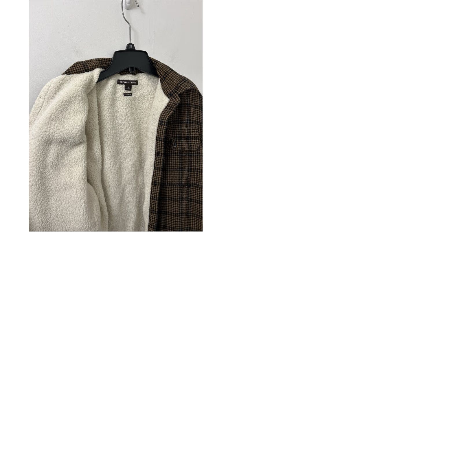 Michael Kors Michael Kors Shirt Jacket Mens M Brown Plaid Sherpa Lined Classic, Button, Pockets, Collared, Mid-Length Jacket, Casual, Fall Winter, Polyester, 28” Size US M / EU 48-50 / 2 - 9 Thumbnail