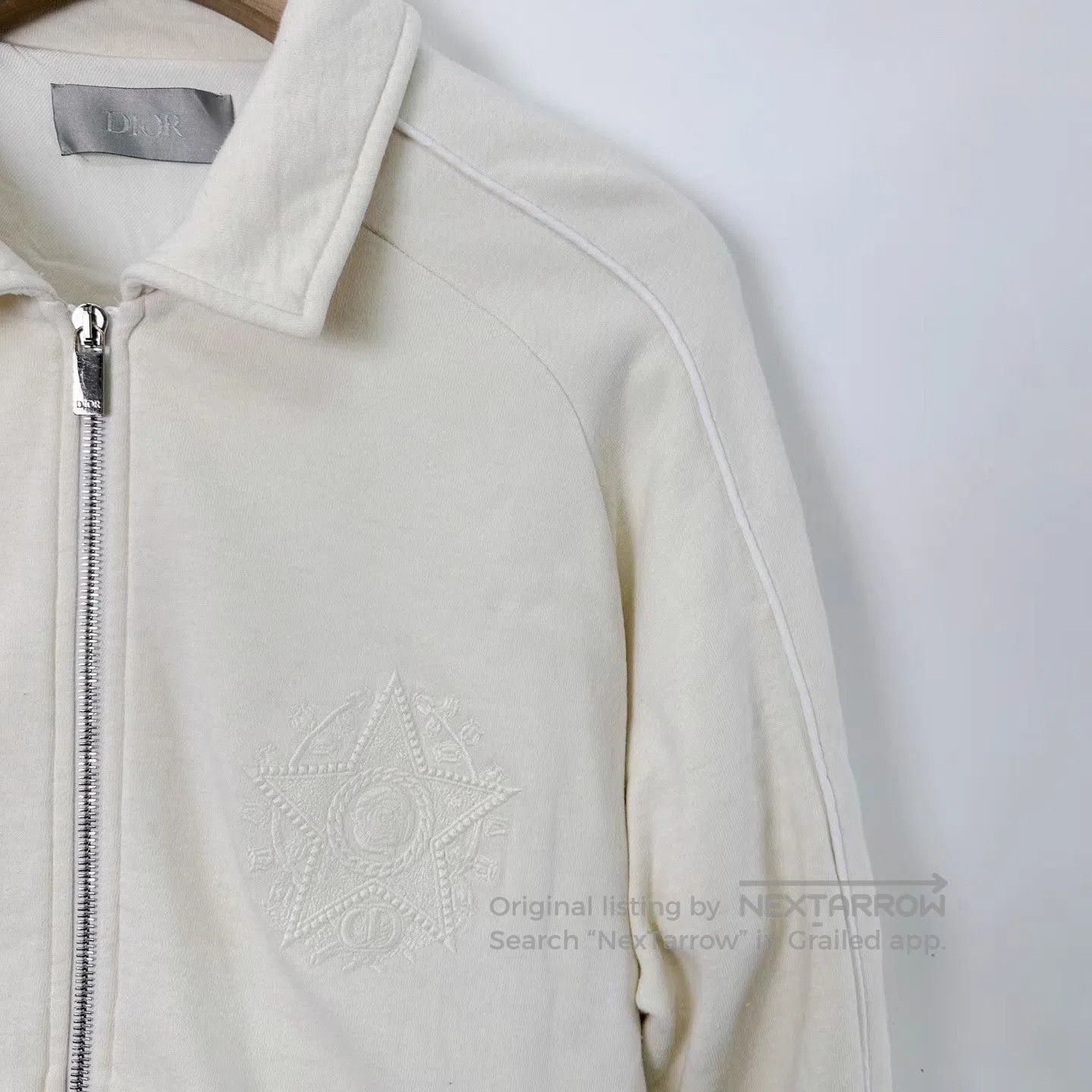 Dior White Zip-Front Collared Bomber Jacket. Size US XL / EU 56 / 4 - 7 Thumbnail