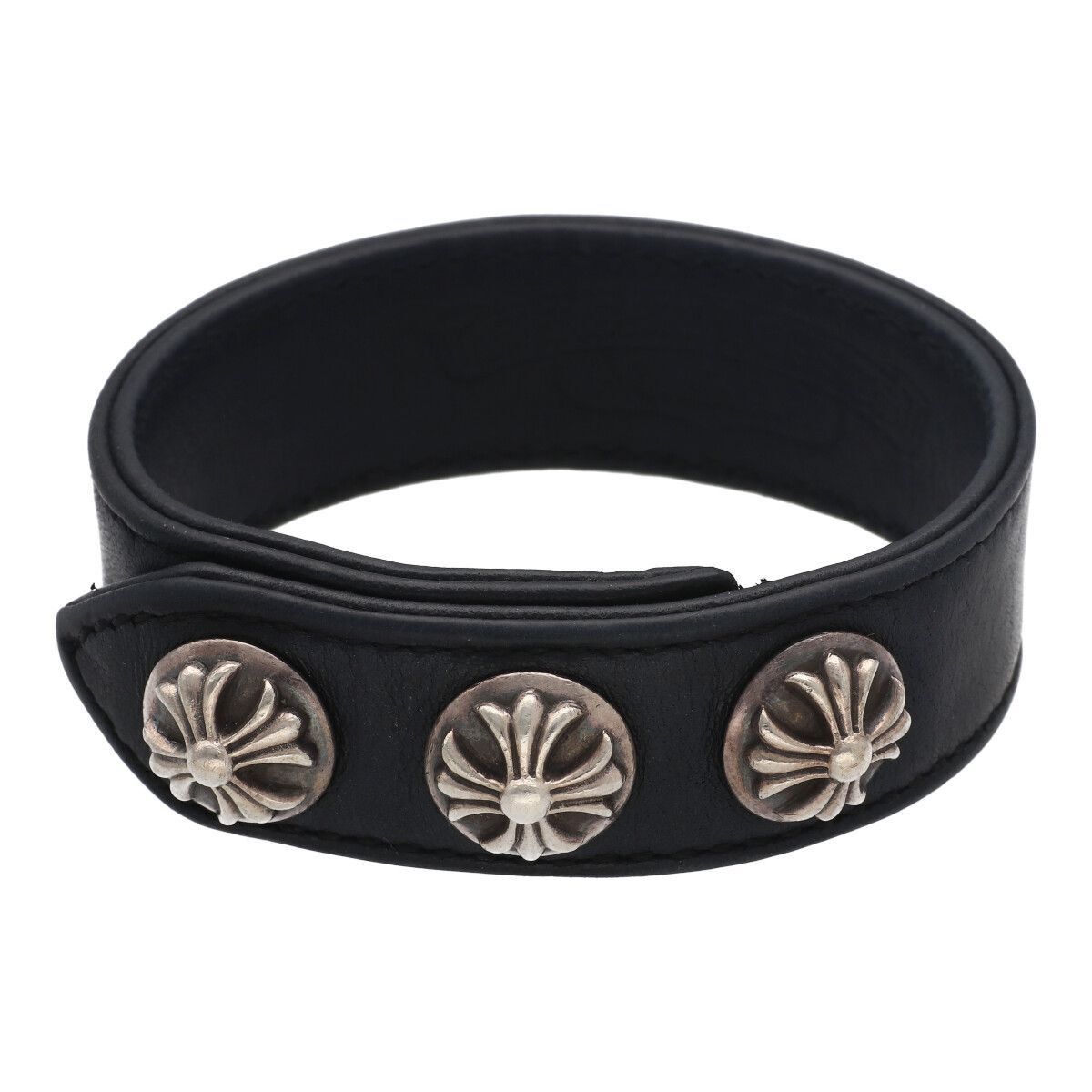 CHROME HEARTS 3 Button 2 Snap Leather Bracelet