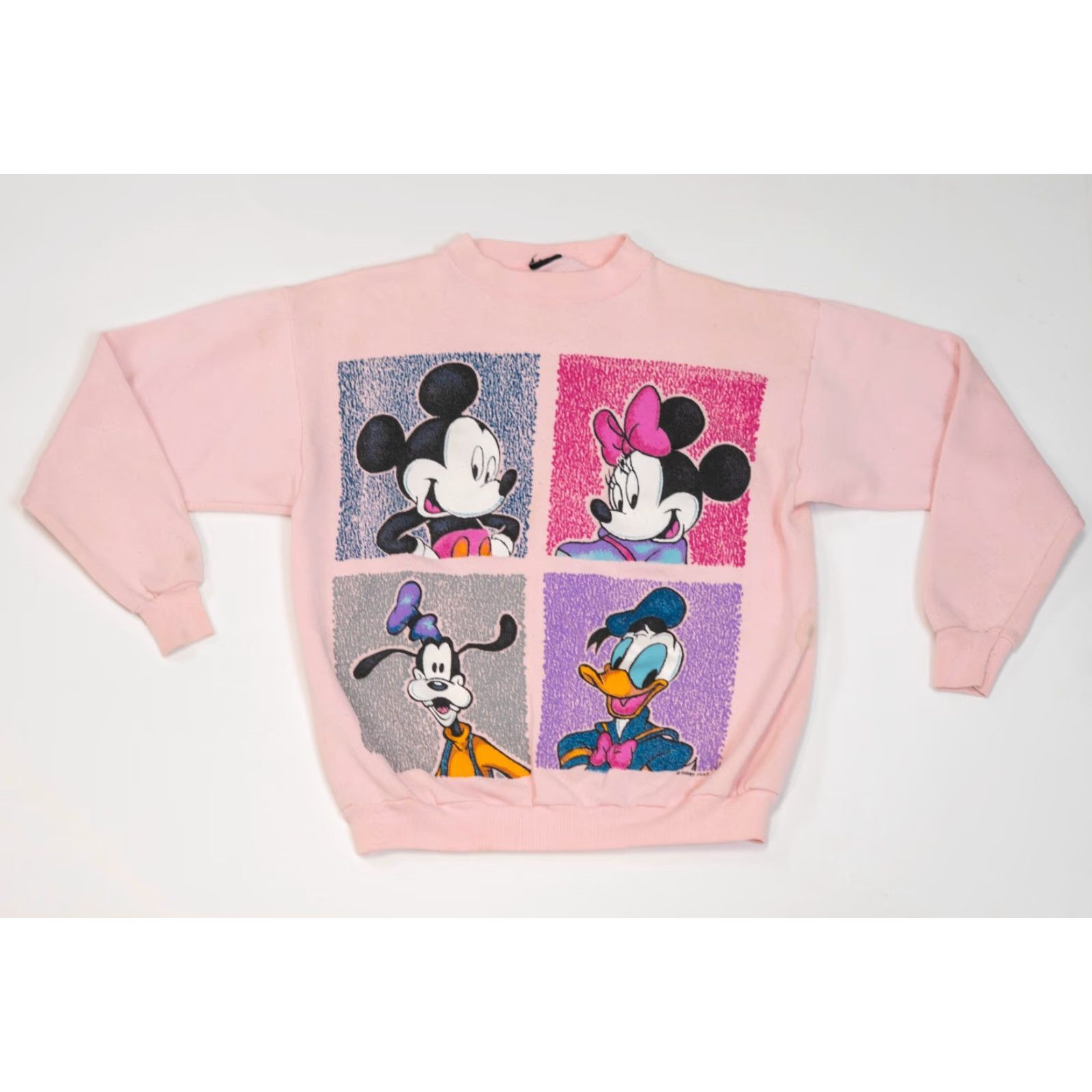 Disney VINTAGE Disney Sweatshirt Crewneck Mickey Mouse Minnie Distressed 90s Crewneck Unisex Adults Large Pink Graphic Print Logo Pullover Sweatshirt Size ONE SIZE - 2 Thumbnail