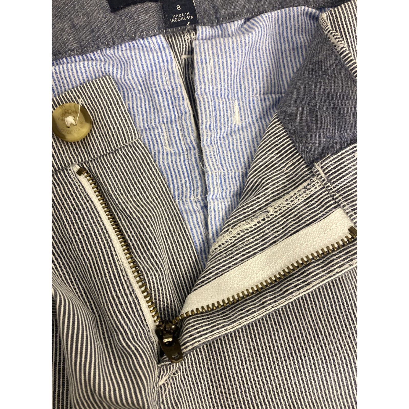 Tommy Hilfiger Tommy Hilfiger Pants Women Size 8 Gray Striped Crop 30in Inseam Casual Party Travel Womens Size 30" / US 8 / IT 44 - 8 Thumbnail