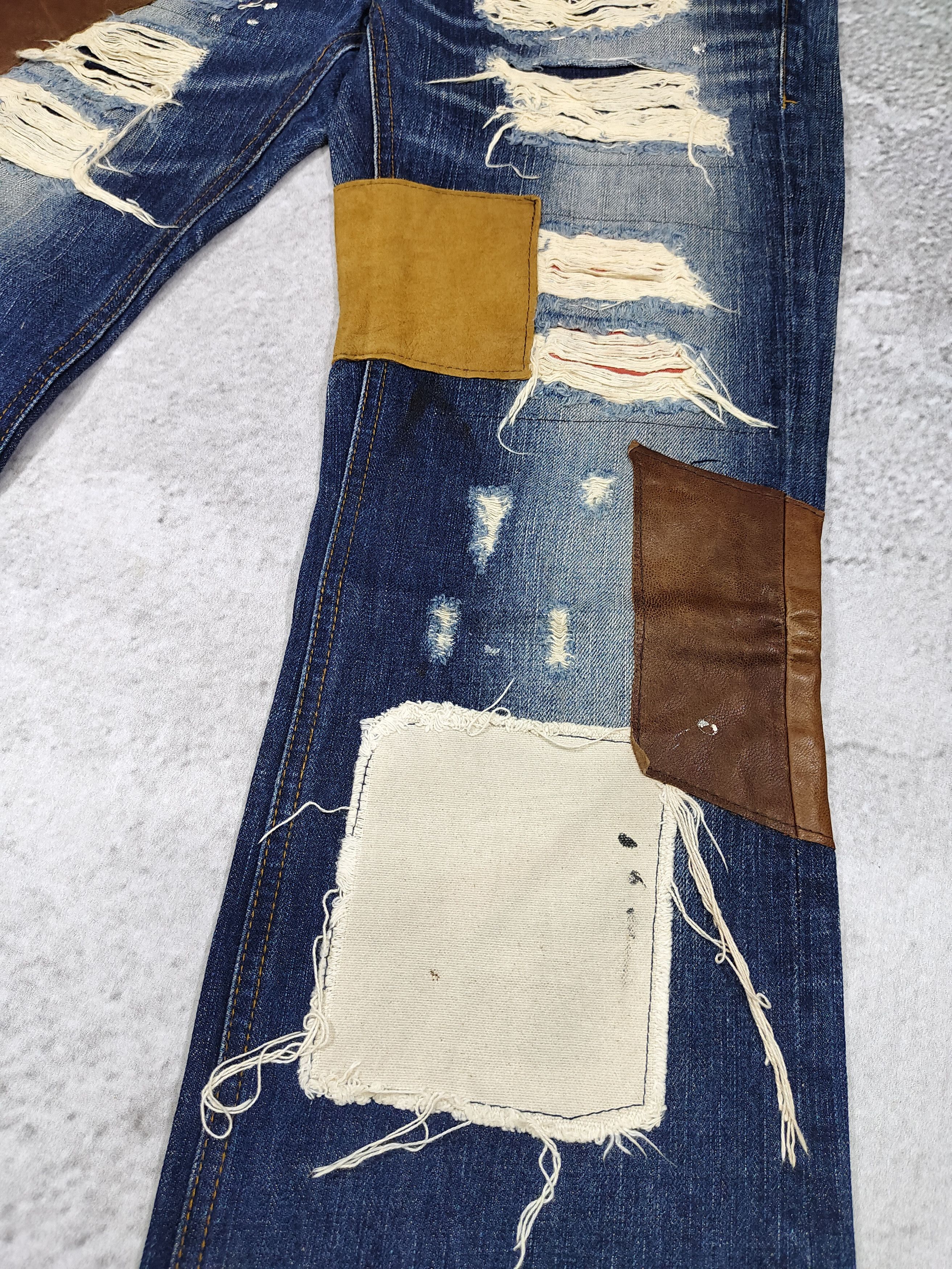 If Six Was Nine Bonds&Peace🇯🇵 Grunge Punk Rock Distressed Patchwork Jeans Size US 31 - 5 Thumbnail