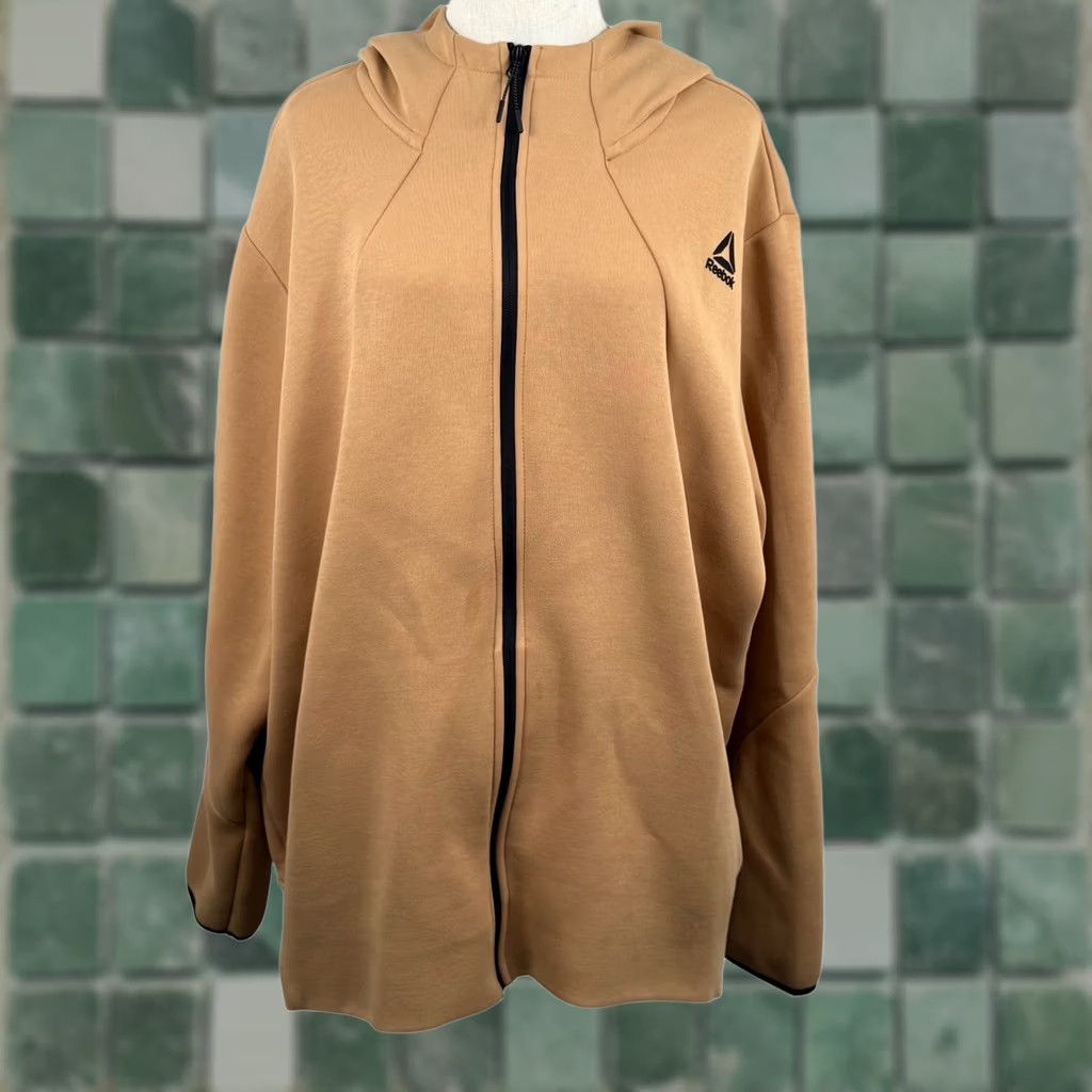Reebok Reebok Momentum Fleece 3XL Full Zip Hoodie REM243HD03 Tech Athleisure Streetwear Hoodie Mens 3XL Beige Tan Size US XXL / EU 58 / 5 - 1 Thumbnail