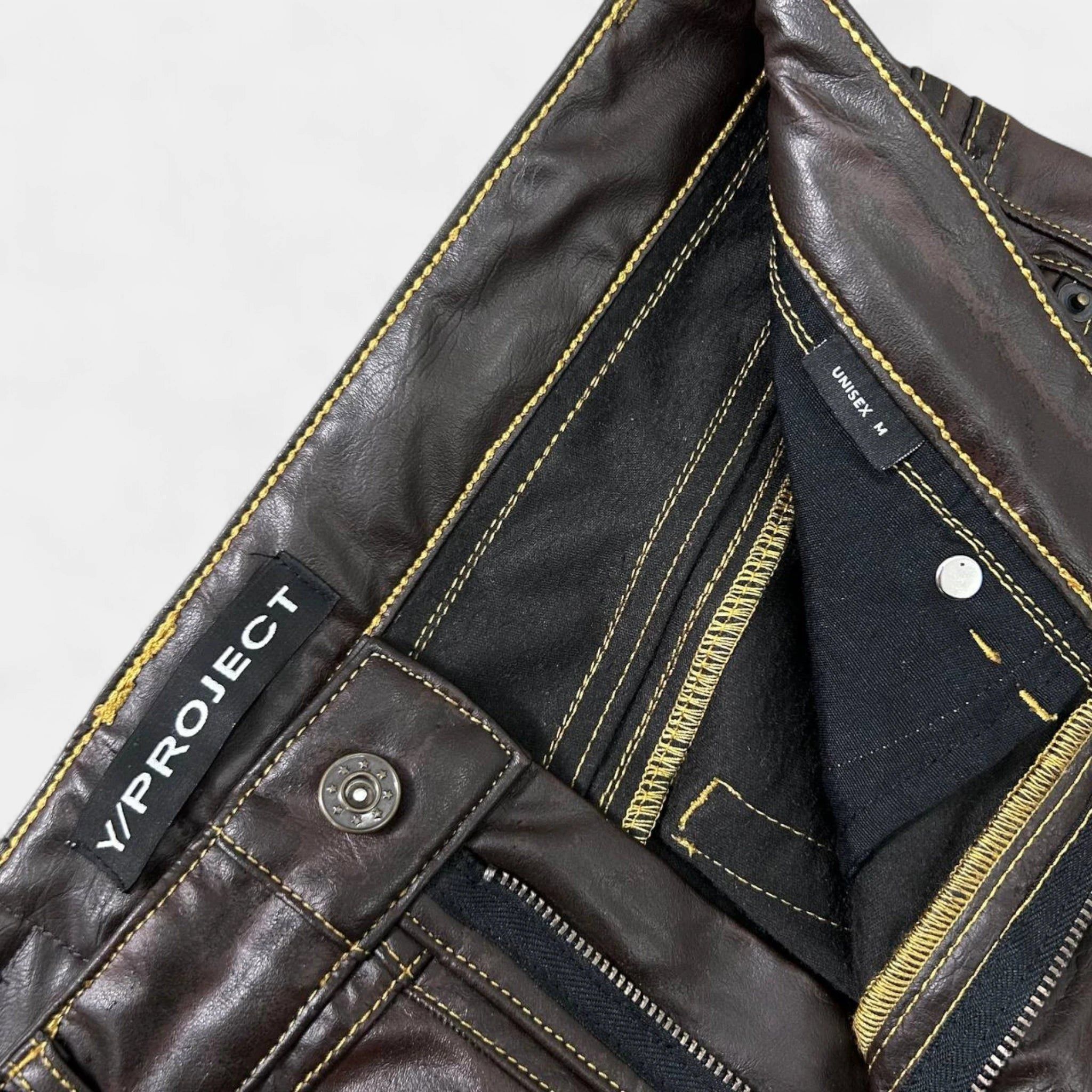 Y/Project Y Project Brown Vegan Leather Pants Size US 32 / EU 48 - 3 Thumbnail