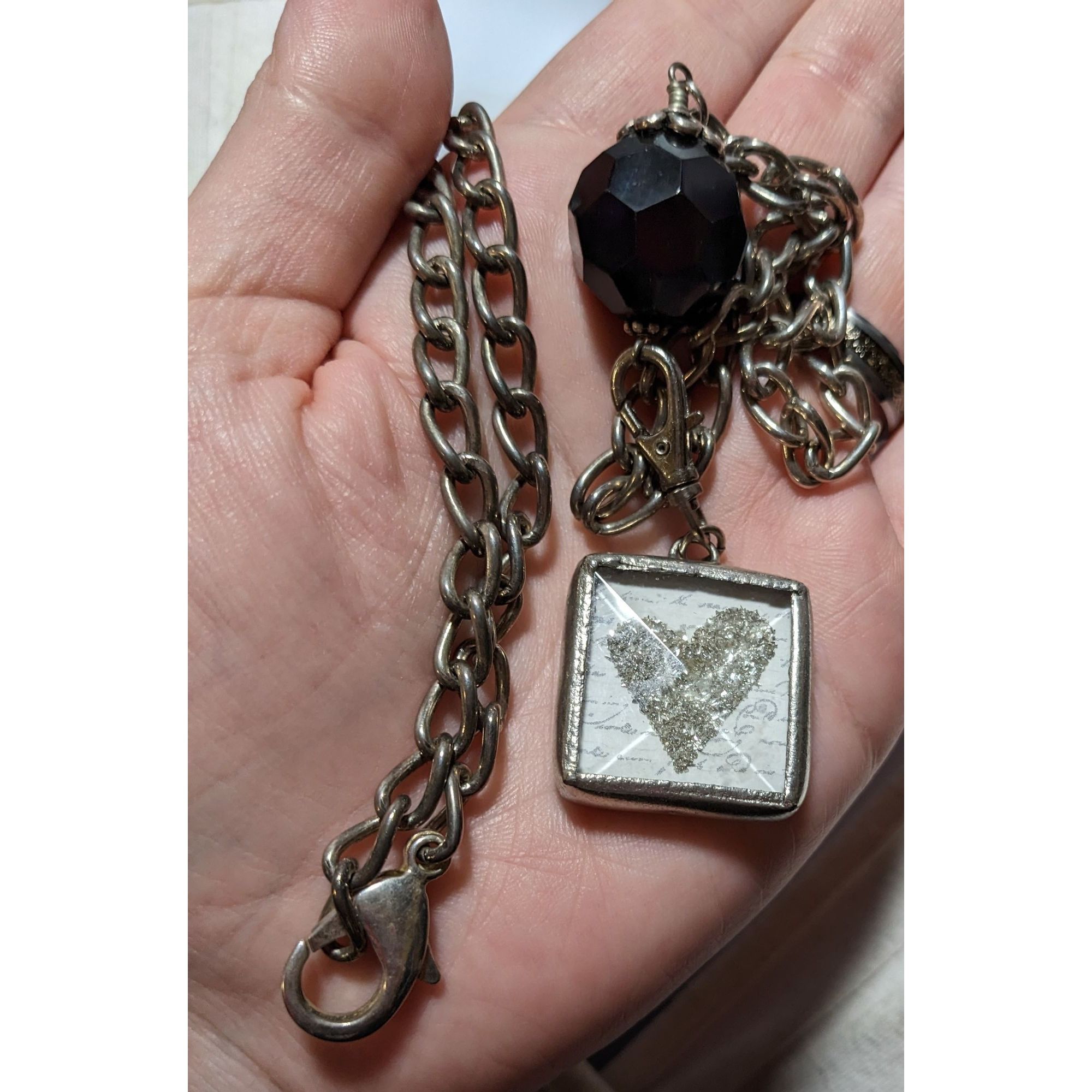 Other Unique Glitter Heart C Reversible Pendant Necklace Size ONE SIZE - 13 Thumbnail