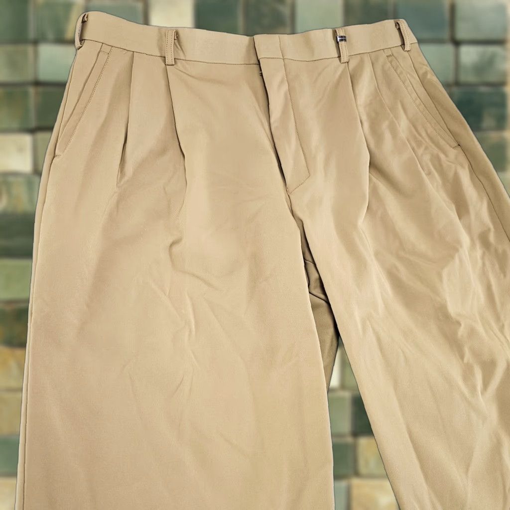 Von Dutch VINTAGE Von Dutch Pants Mens 36x24 Khaki Stretch Straight Pleated Chino Trousers Size US 36 / EU 52 - 1 Thumbnail