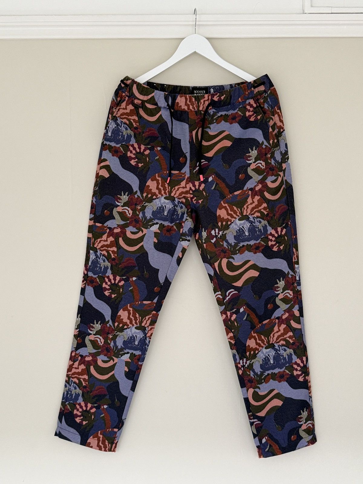 Scotch & Soda Jacquard Tapered Trousers – Abstract Motif, Structured Fit Size US 33 - 3 Thumbnail