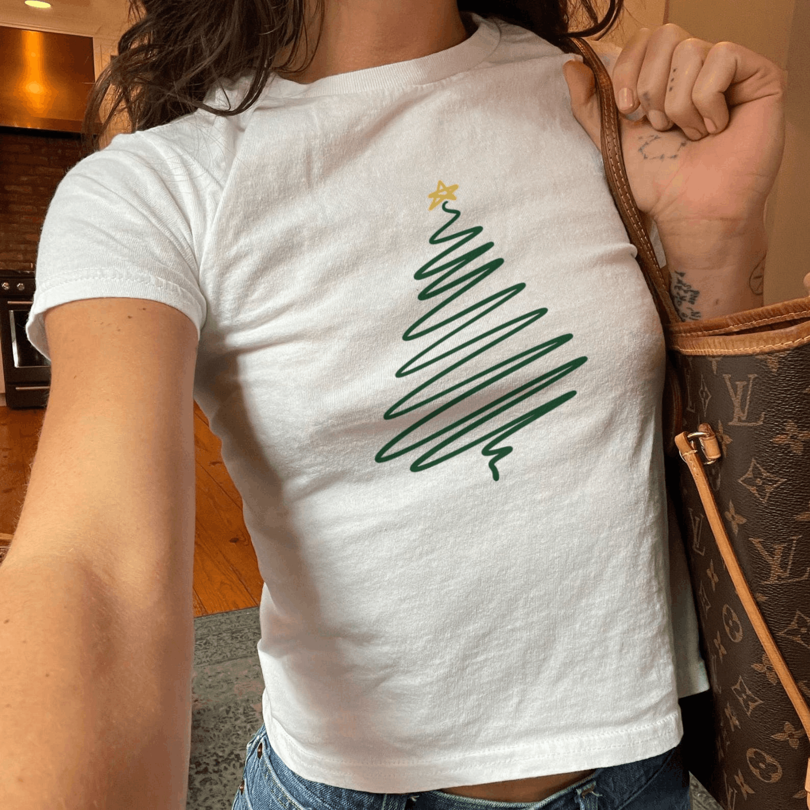 Other Christmas Tree Baby Tee – Holiday Y2K Crop Top Size XL / US 12-14 / IT 48-50 - 1 Thumbnail
