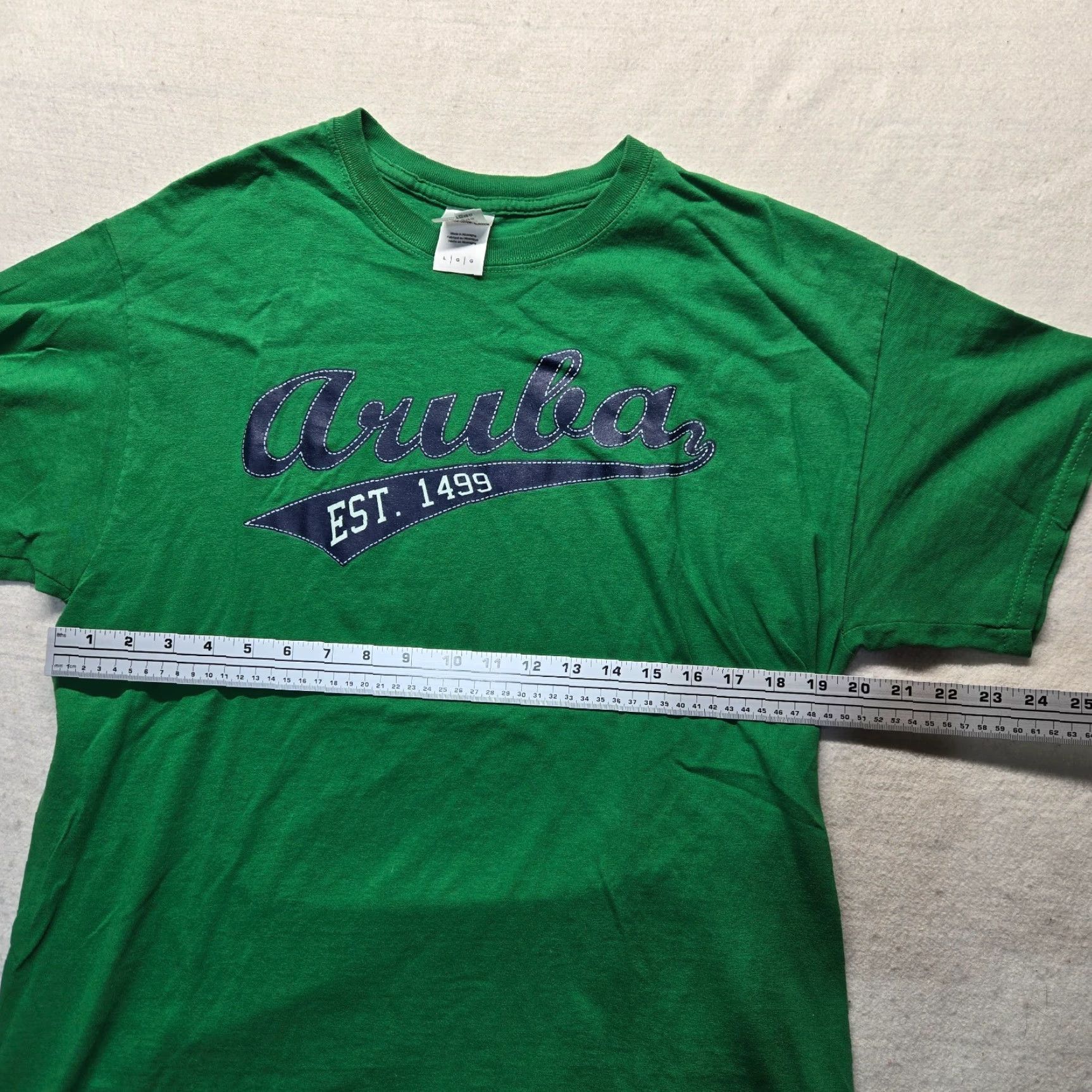 Vintage VINTAGE Aruba EST 1499 Green Tee T-Shirt Short Sleeve Adult Men's Size L Large Size US L / EU 52-54 / 3 - 4 Thumbnail