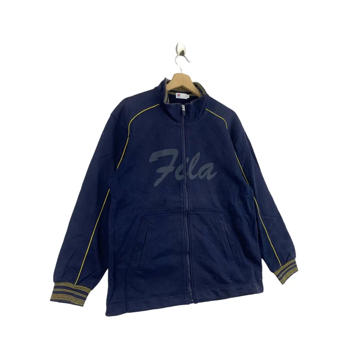 Fila Vtg FILA BIELLA ITALIA Sportiva Big Logo Blue Zipper Sweater Size L / US 10 / IT 46 - 5 Thumbnail