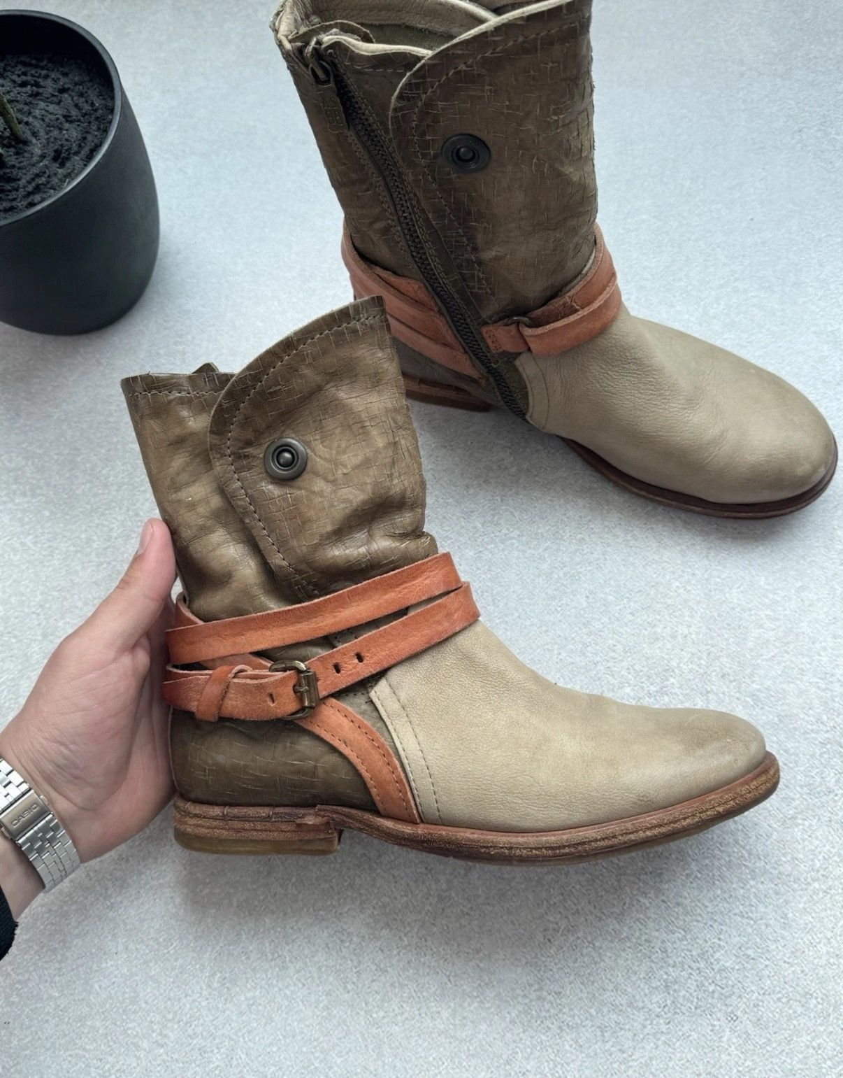 A.S.98 Vintage A.S 98 Airtep Swamp Ankle Women Leather Biker Boots Size US 6.5 / IT 36.5 - 7 Thumbnail