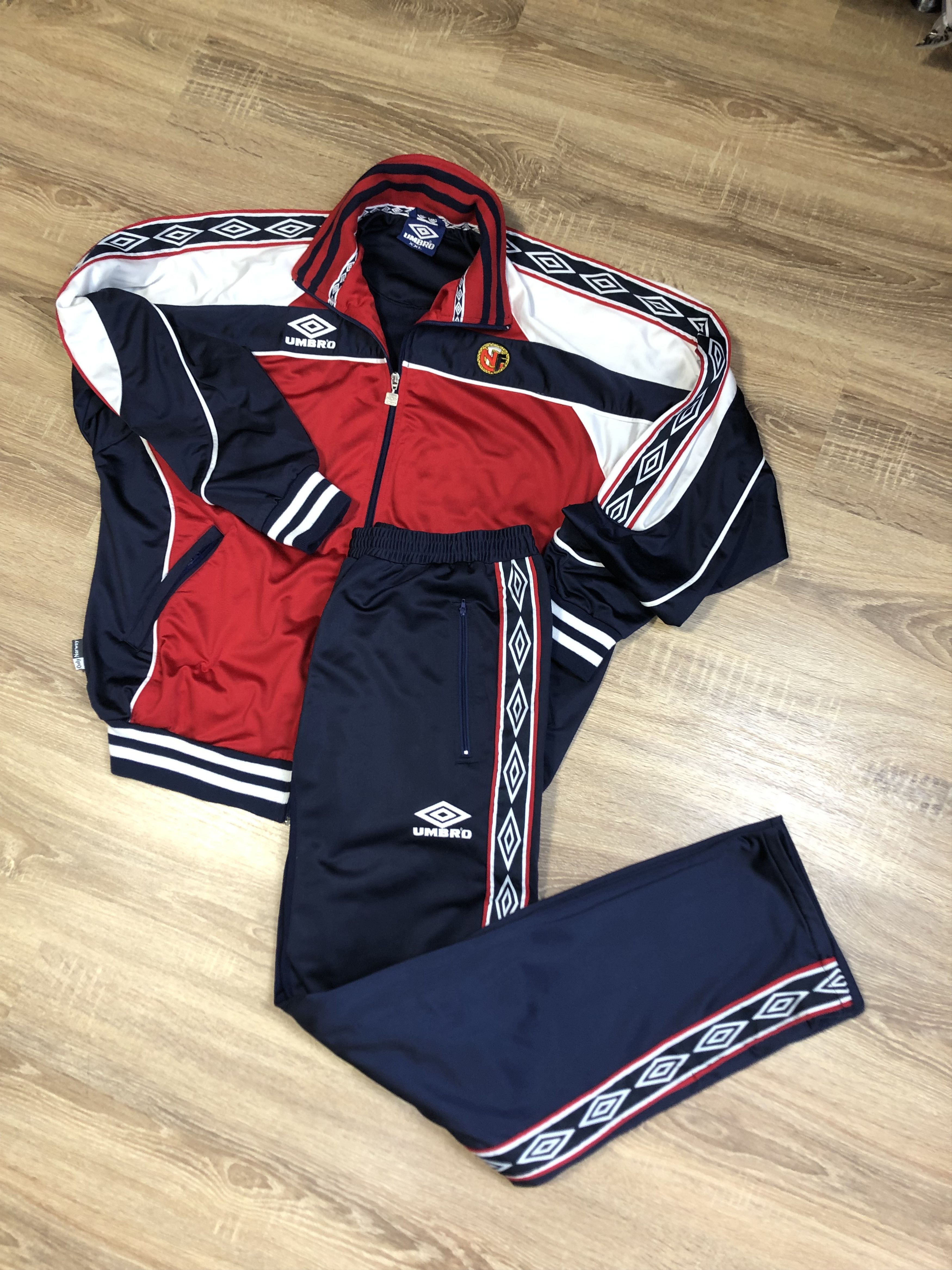 Vintage 90's Norway Football Suit Jacket Pants Rare Soccer