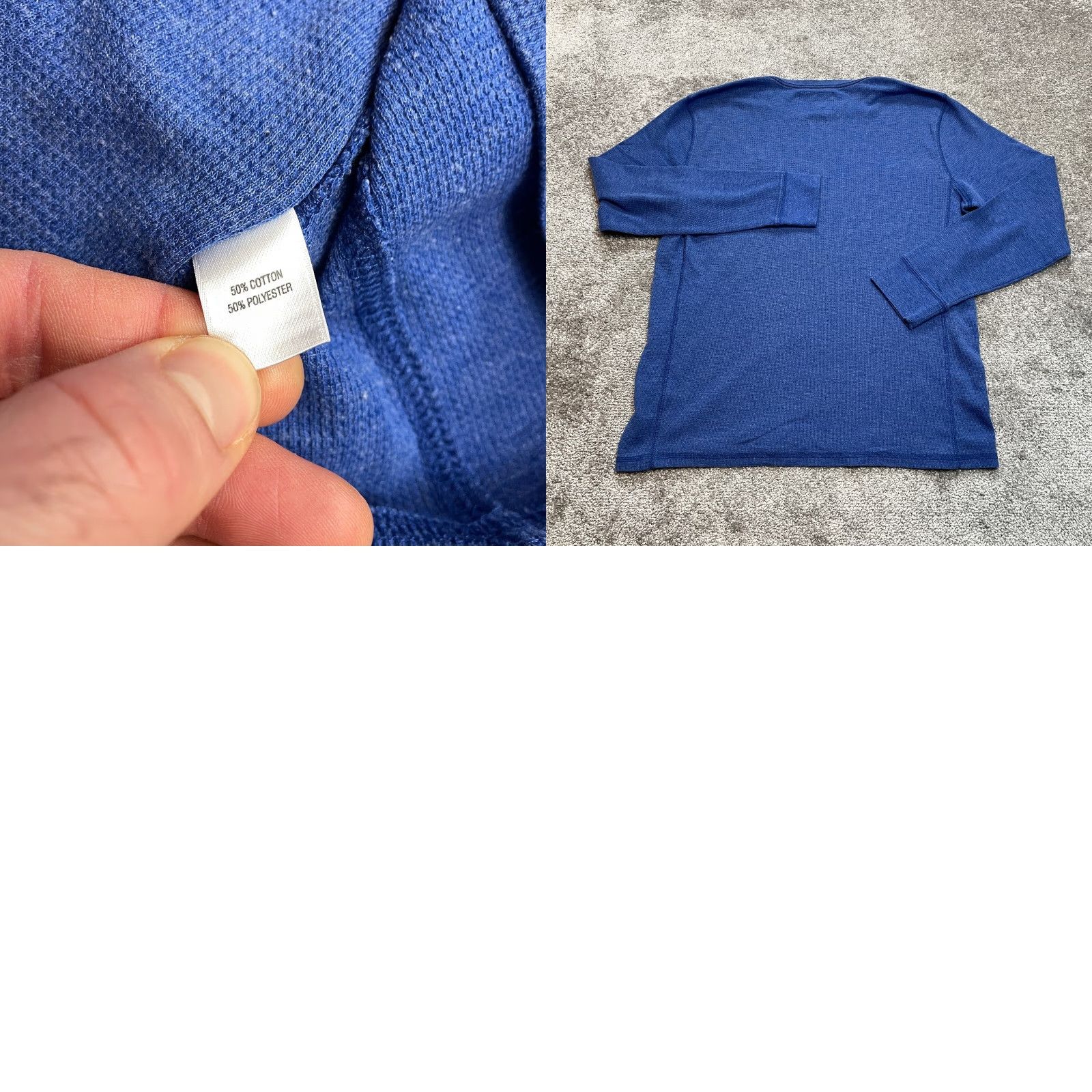 Express Express Shirt Mens XL Blue Thermal Waffle Knit Long Sleeve Tee Lion Logo Shirt Size US XL / EU 56 / 4 - 8 Thumbnail