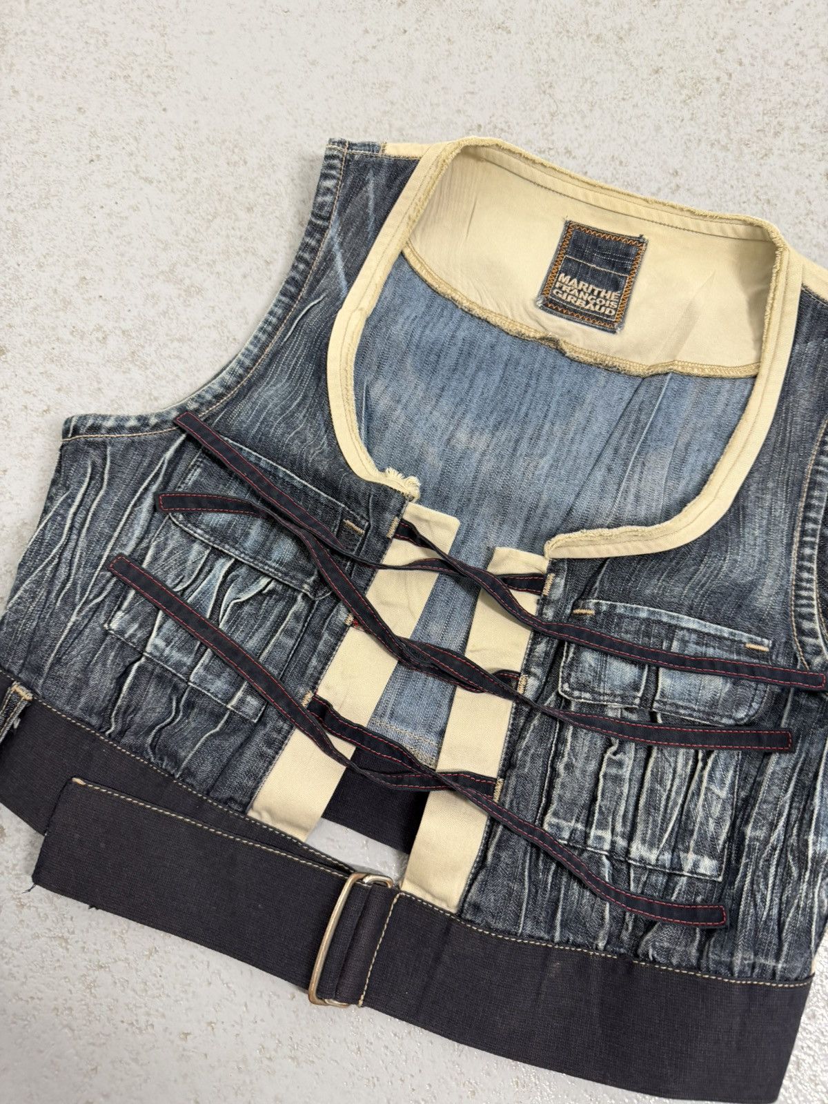 Marithe + Francois Girbaud Vintage 00s Marithe Francois Girbaud Denim Vest Size S / US 4 / IT 40 - 7 Thumbnail