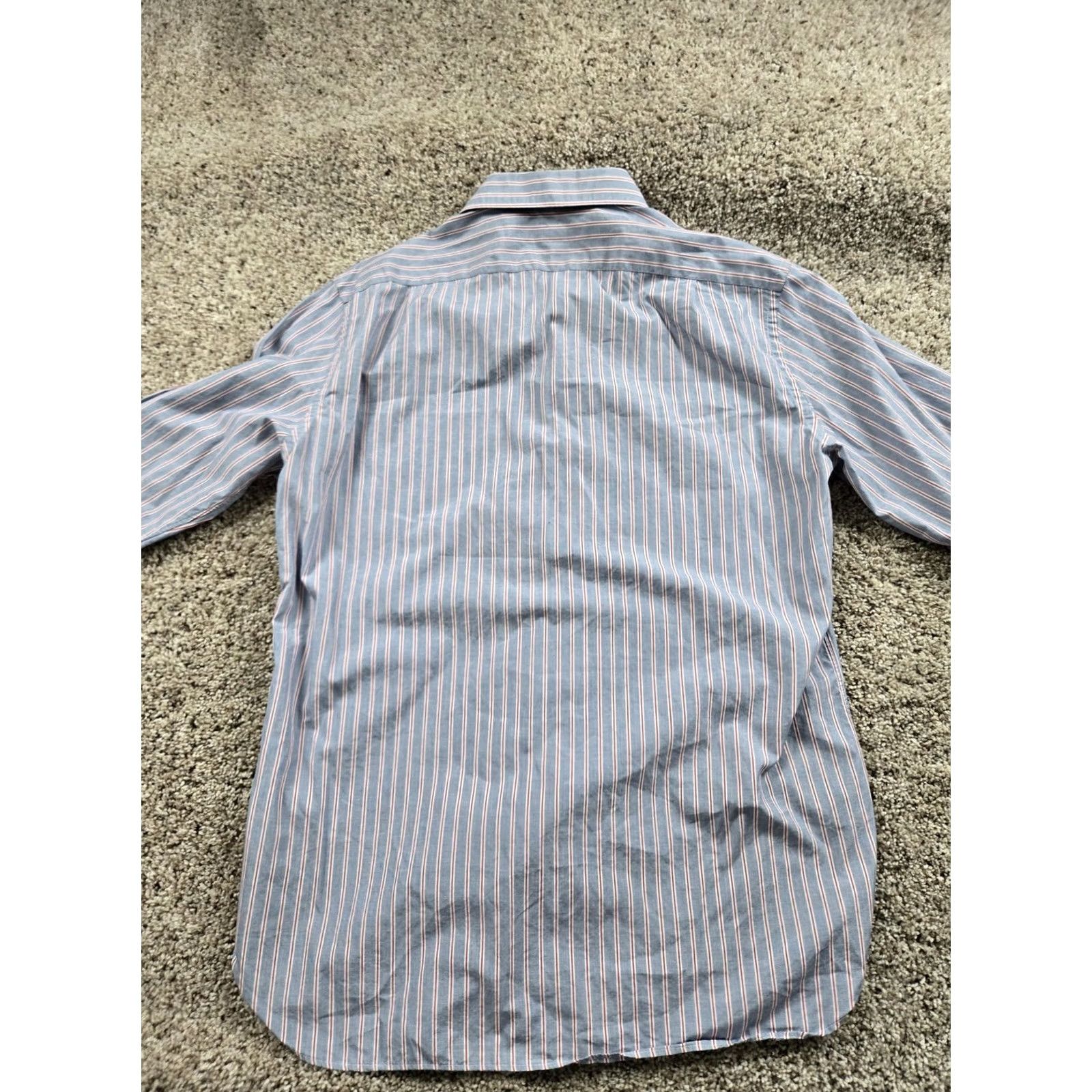 J.Crew J.Crew Ludlow Dress Shirt Mens Large Blue Striped Super 120s Long Sleeve Slim Regular Button-Up Shirt Size 42R - 7 Thumbnail