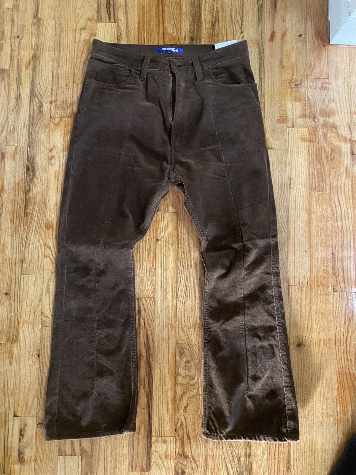 image of Comme Des Garcons x Junya Watanabe Cropped Pleated Corduroy in Chocolate, Men's (Size 31)