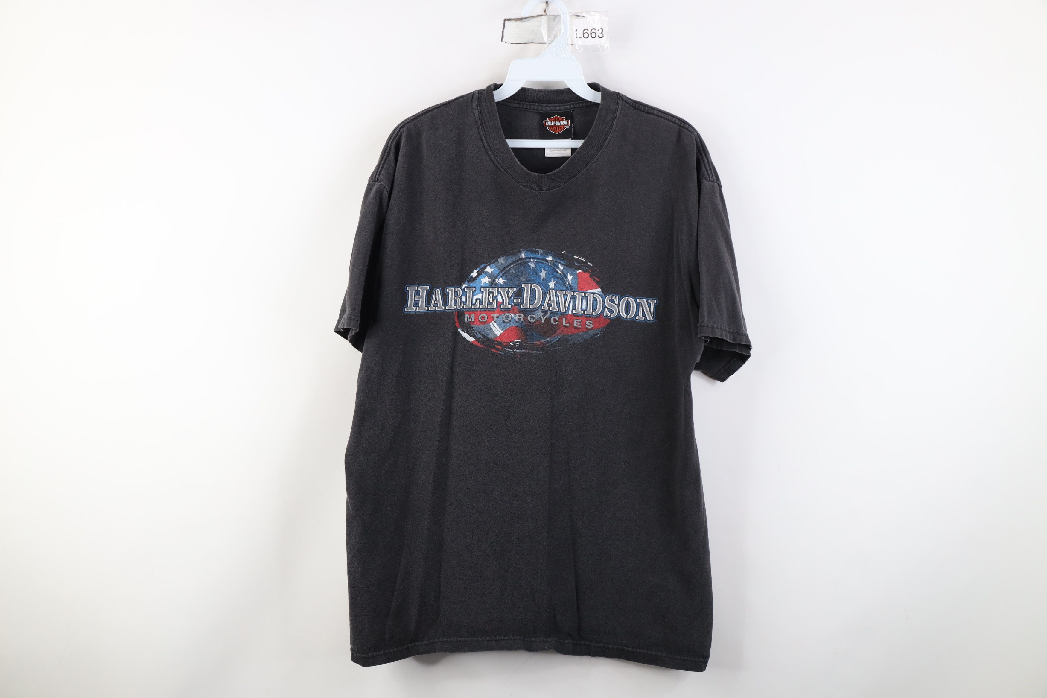 Harley Davidson Vintage Y2K Harley Davidson USA Flag Stencil T-Shirt USA Size US L / EU 52-54 / 3 - 1 Thumbnail
