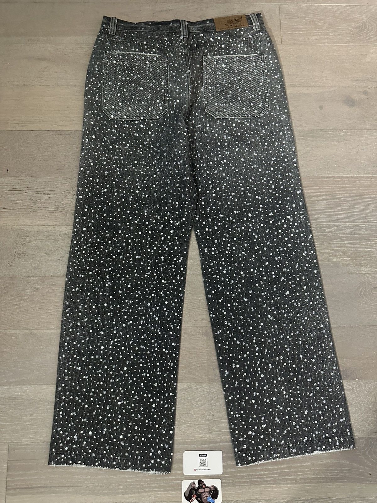 Birth of Royal Child 3D Printing Washed 20k Swarovski Diamond Boro Denim Black Size US 32 / EU 48 - 3 Thumbnail