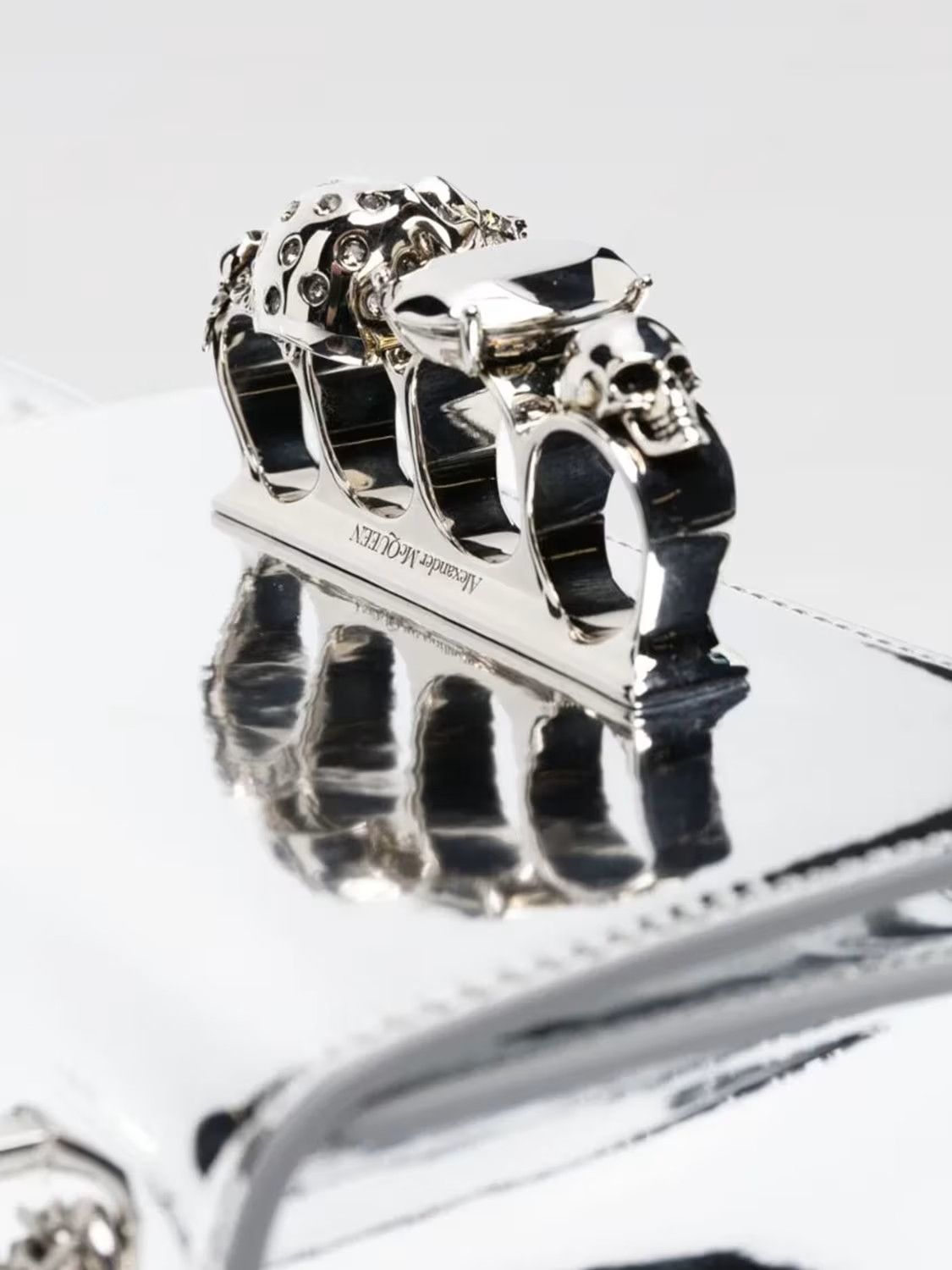 Alexander McQueen o1s22i1n1024 Size: OS / Mini Jewelled Satchel Bag in Silver Size ONE SIZE - 3 Thumbnail
