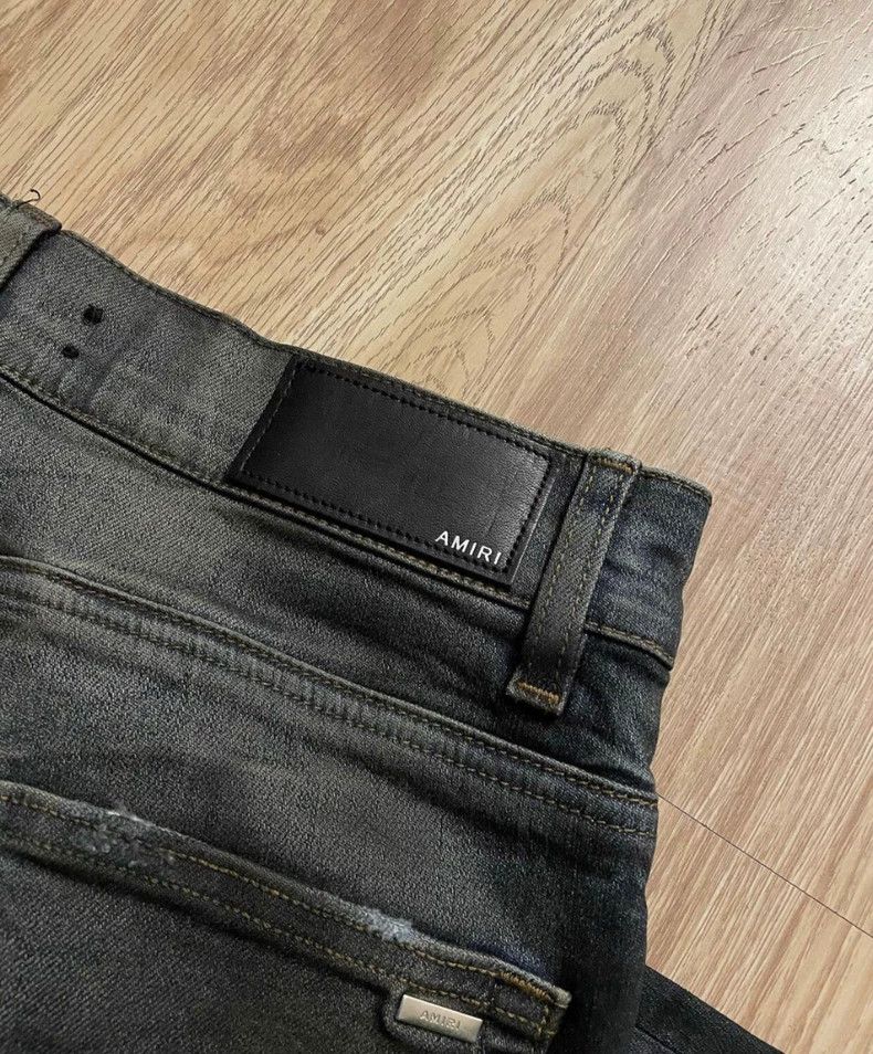 Amiri Amiri oil-stained double knee destroyed blue denim Size US 31 - 3 Thumbnail