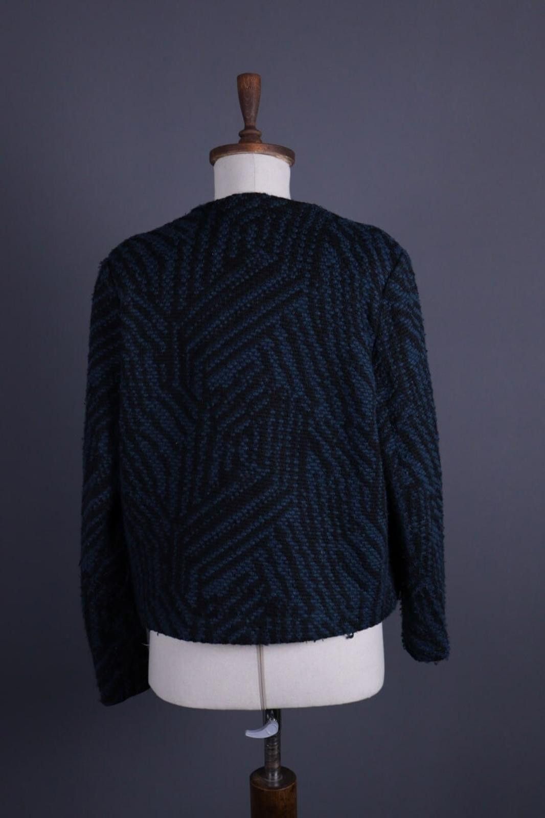 Wilkes Bashford Ba&Sh Black Geomeric Open Front Cardigan Cape Sweater Size 3 Size M / US 6-8 / IT 42-44 - 7 Thumbnail