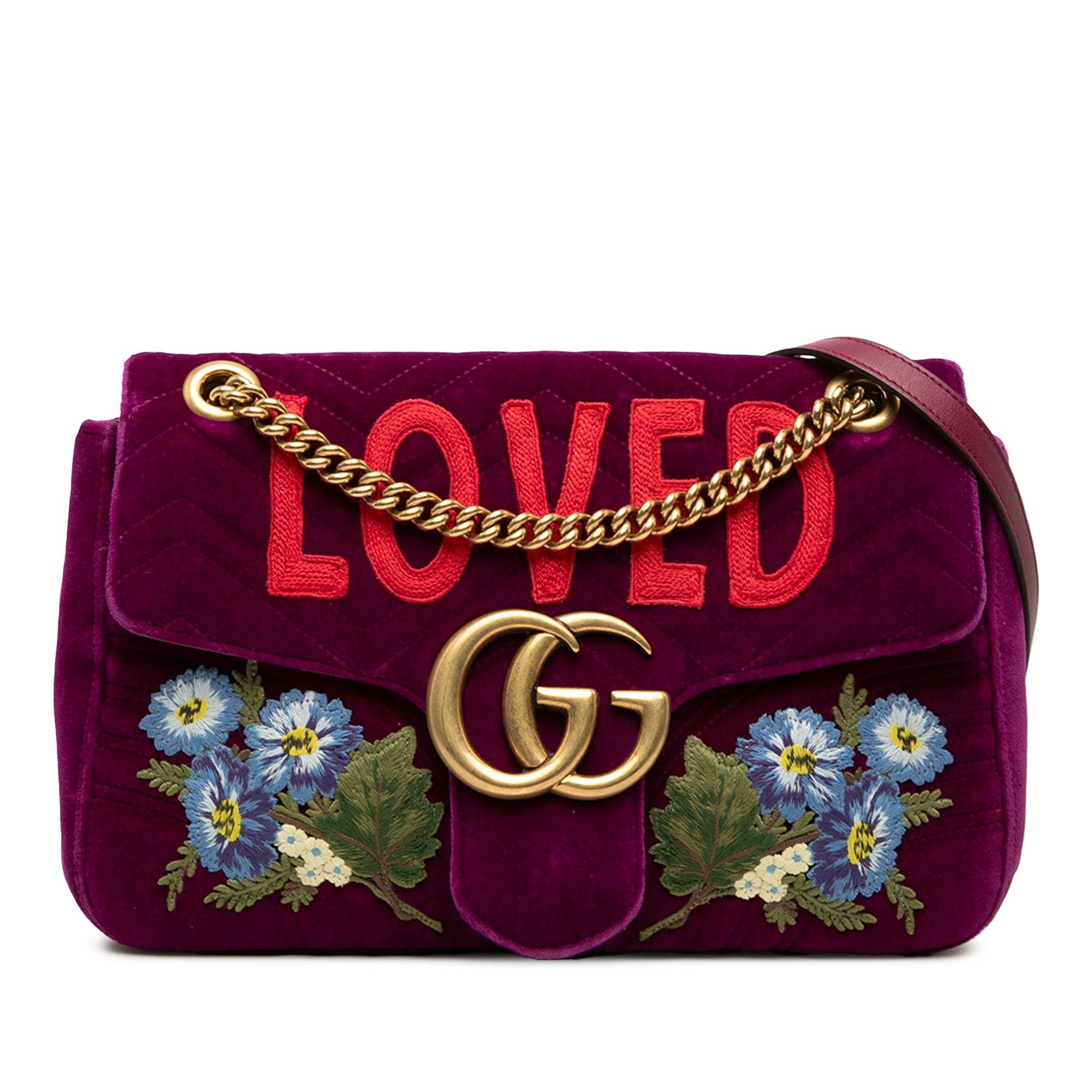Gucci Large GG Marmont Embroidered Matelasse Velvet Loved Flap Crossbody Size ONE SIZE - 1 Thumbnail