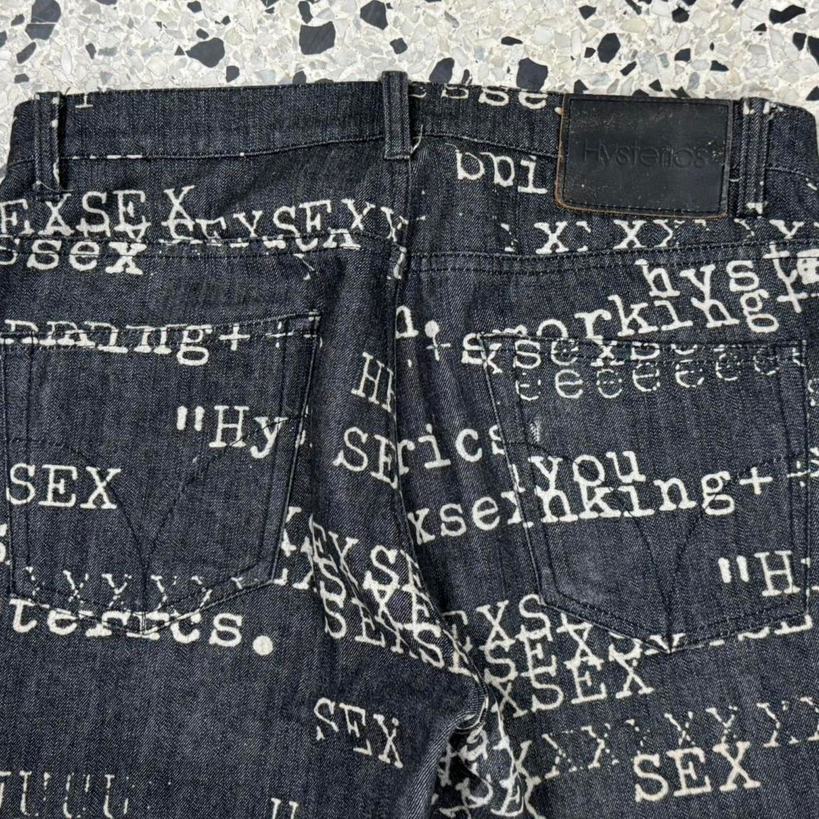 Hysteric Glamour HYSTERIC GLAMOUR SS99 FUCK XXX SEX BITCH DENIM AOP PANTS: Size US 31 - 6 Thumbnail