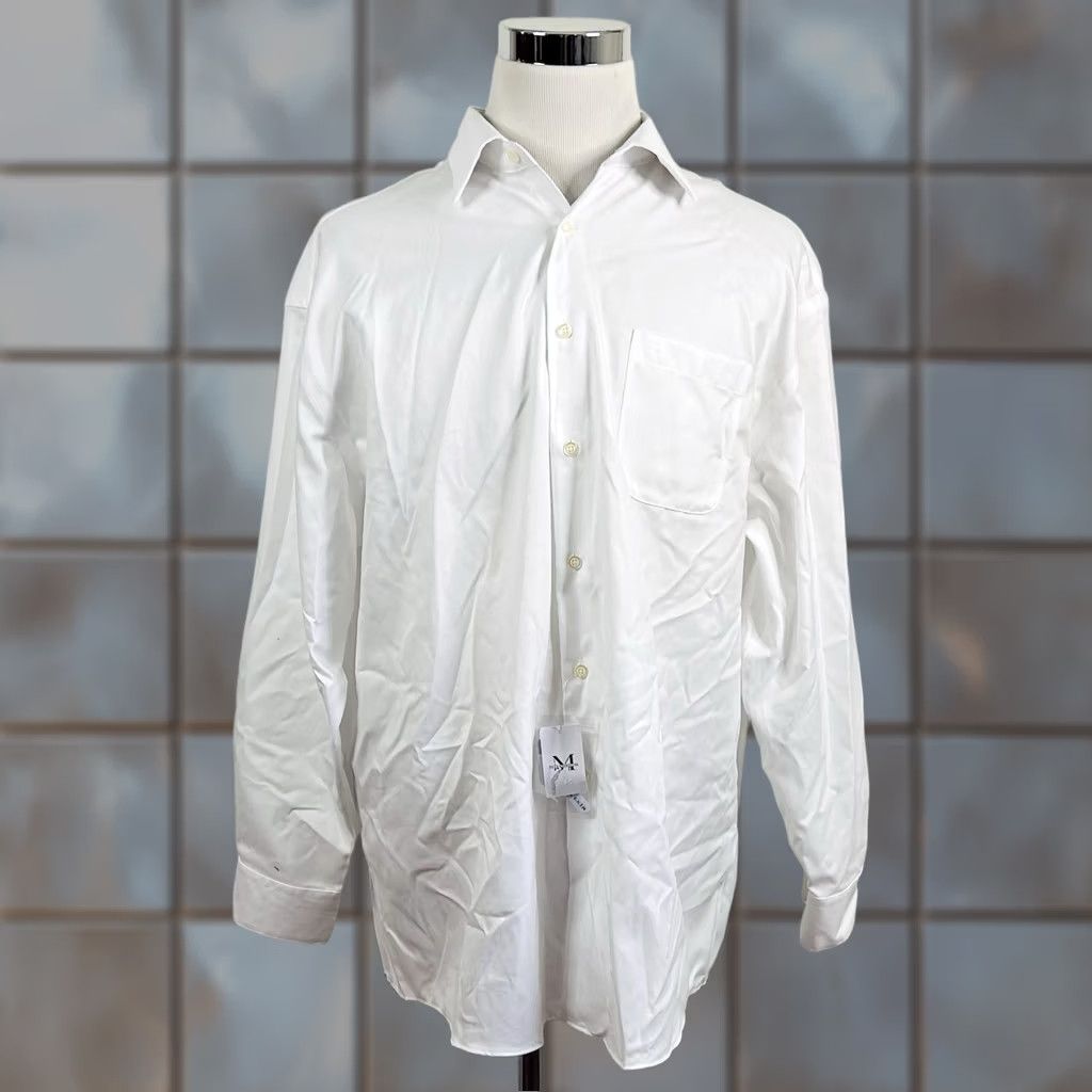 Pronto Uomo NWT Pronto Uomo Dress Shirt All White 100% Cotton Non Iron Classic Fit 18 34/35 100% Cotton Regular Mens Shirt Mens Size 48R - 1 Thumbnail