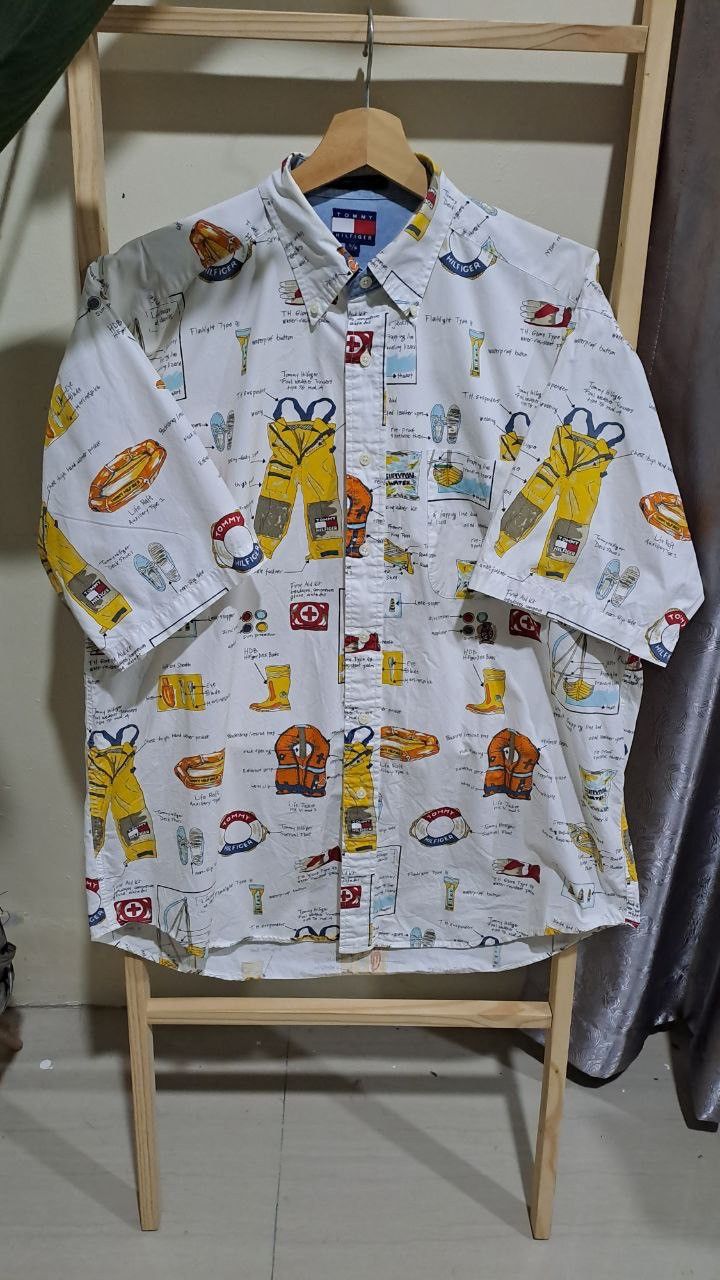 Tommy Hilfiger RARE! 90s Tommy Hilfiger Fullprint Shirt Size US L / EU 52-54 / 3 - 2 Thumbnail