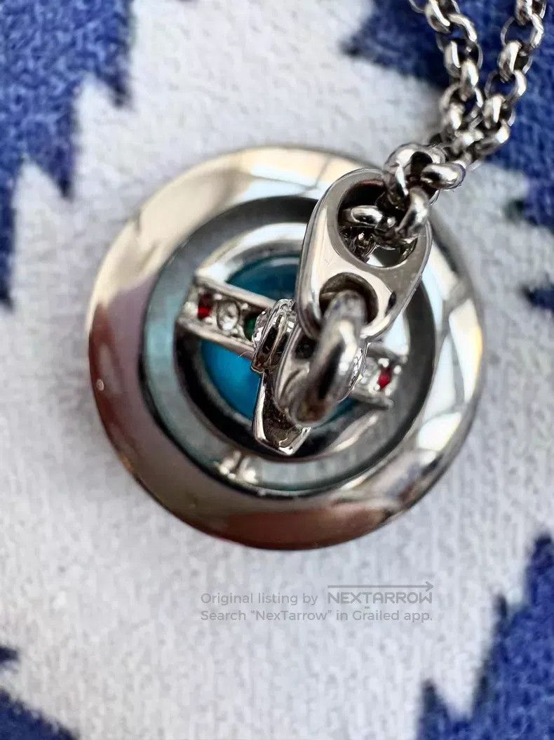 Vivienne Westwood Vivienne Westwood Teal medium-sized Saturn Orb necklace Size ONE SIZE - 4 Thumbnail