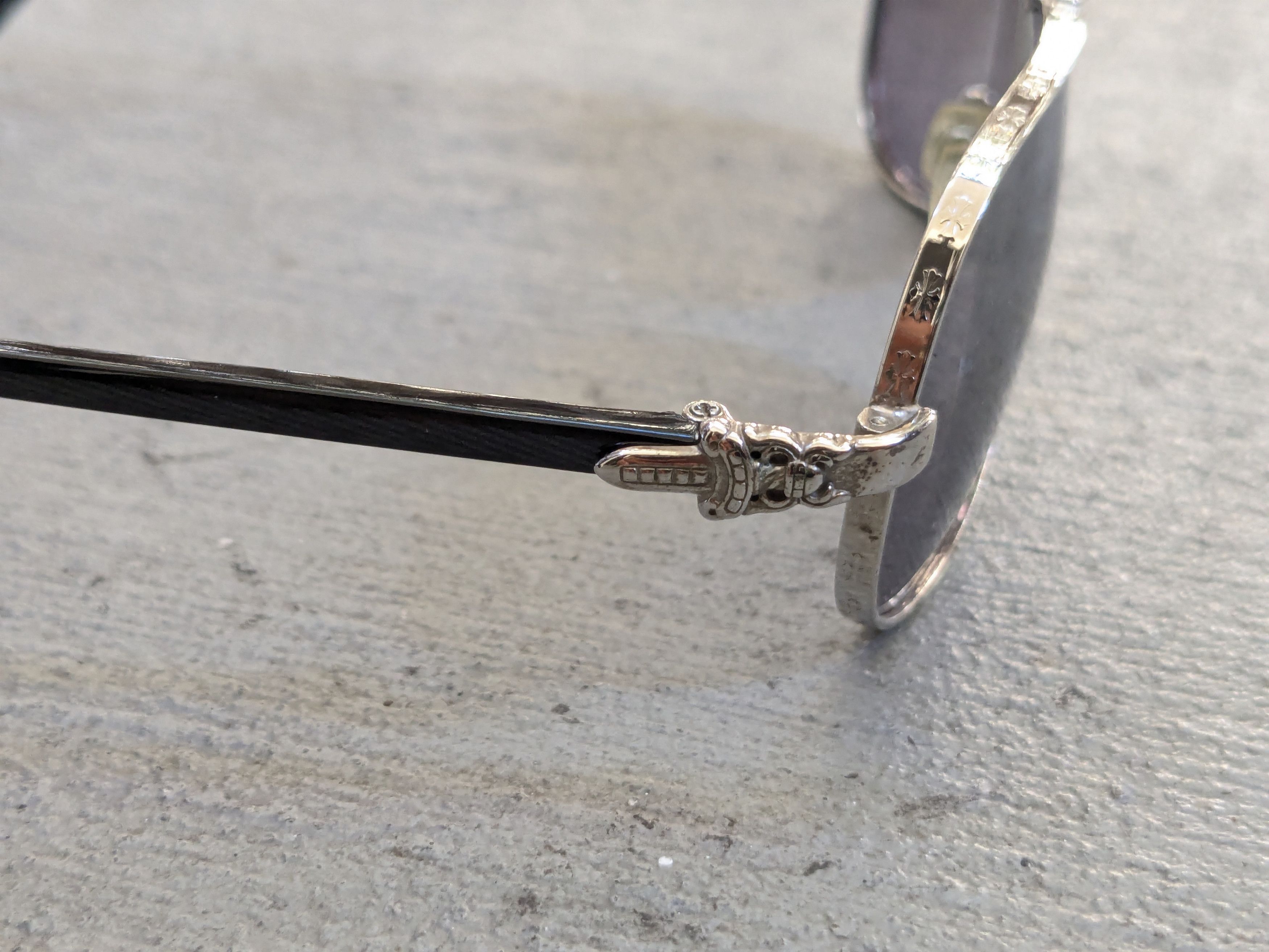 Chrome Hearts Chrome Hearts "Red" Sunglasses Black Silver Gray Aviator Size ONE SIZE - 8 Thumbnail