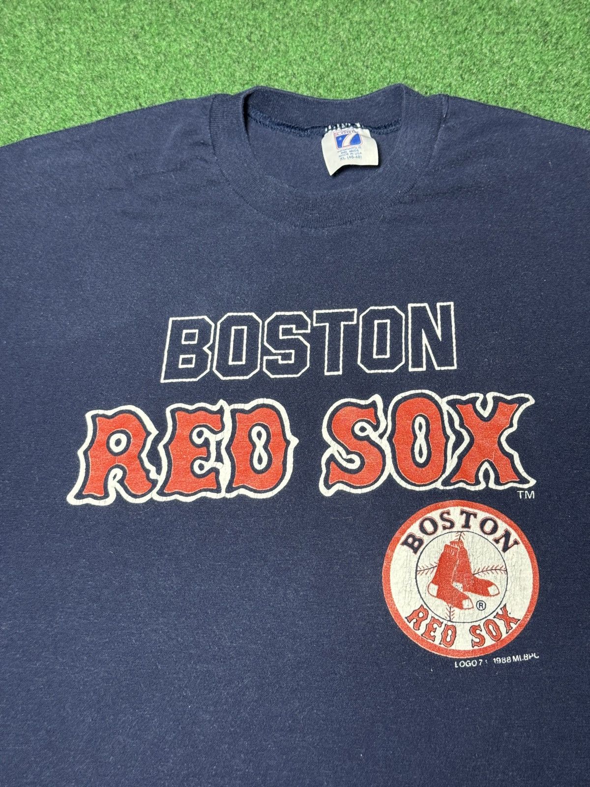 Logo 7 Boston Red Sox Retro MLB 80s Baseball L/XL 21x28 T Shirt Size US L / EU 52-54 / 3 - 2 Thumbnail