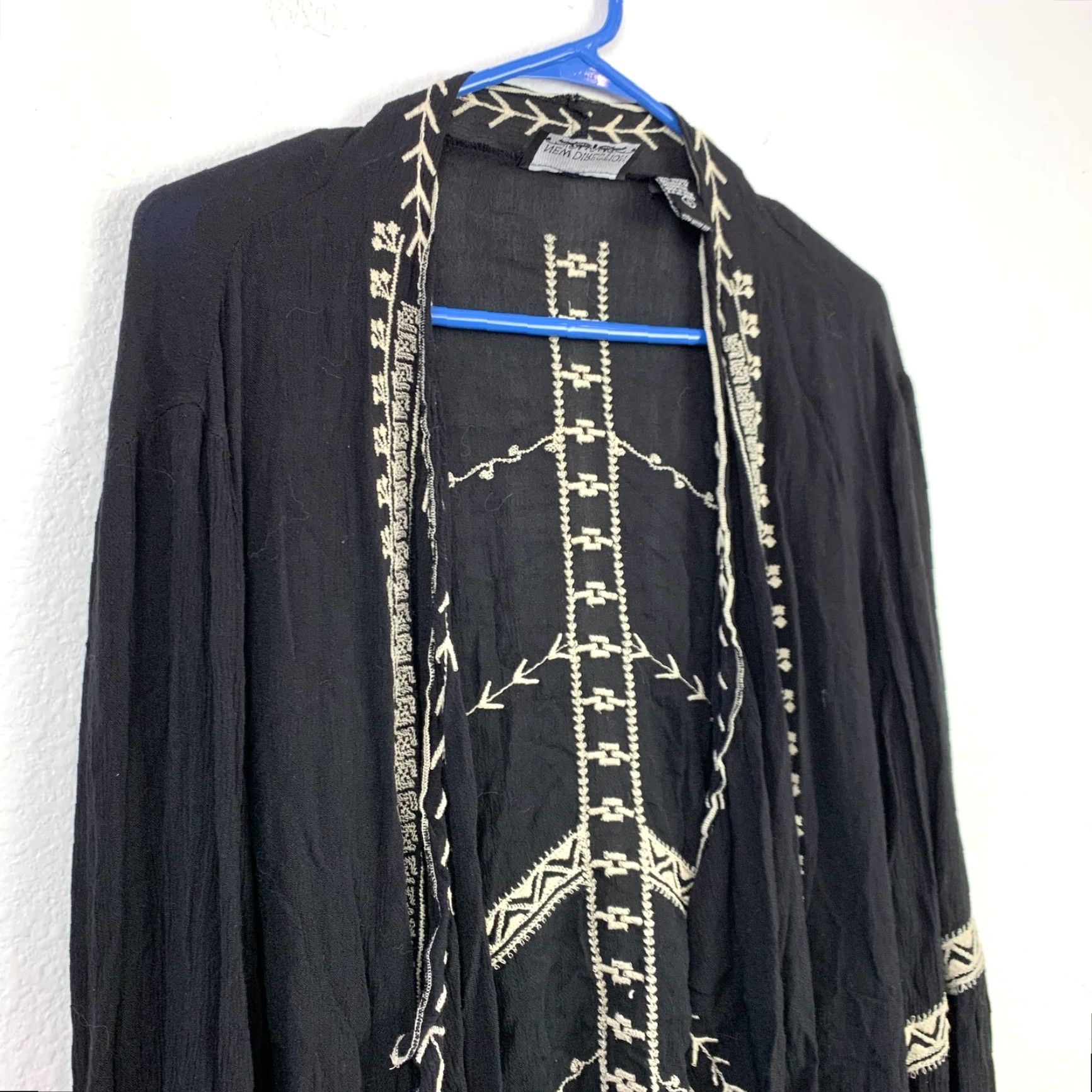 Vintage VINTAGE New Direction Cardigan Embroidered Black Open Front Flyaway Hi Lo Large NWT Size L / US 10 / IT 46 - 2 Thumbnail