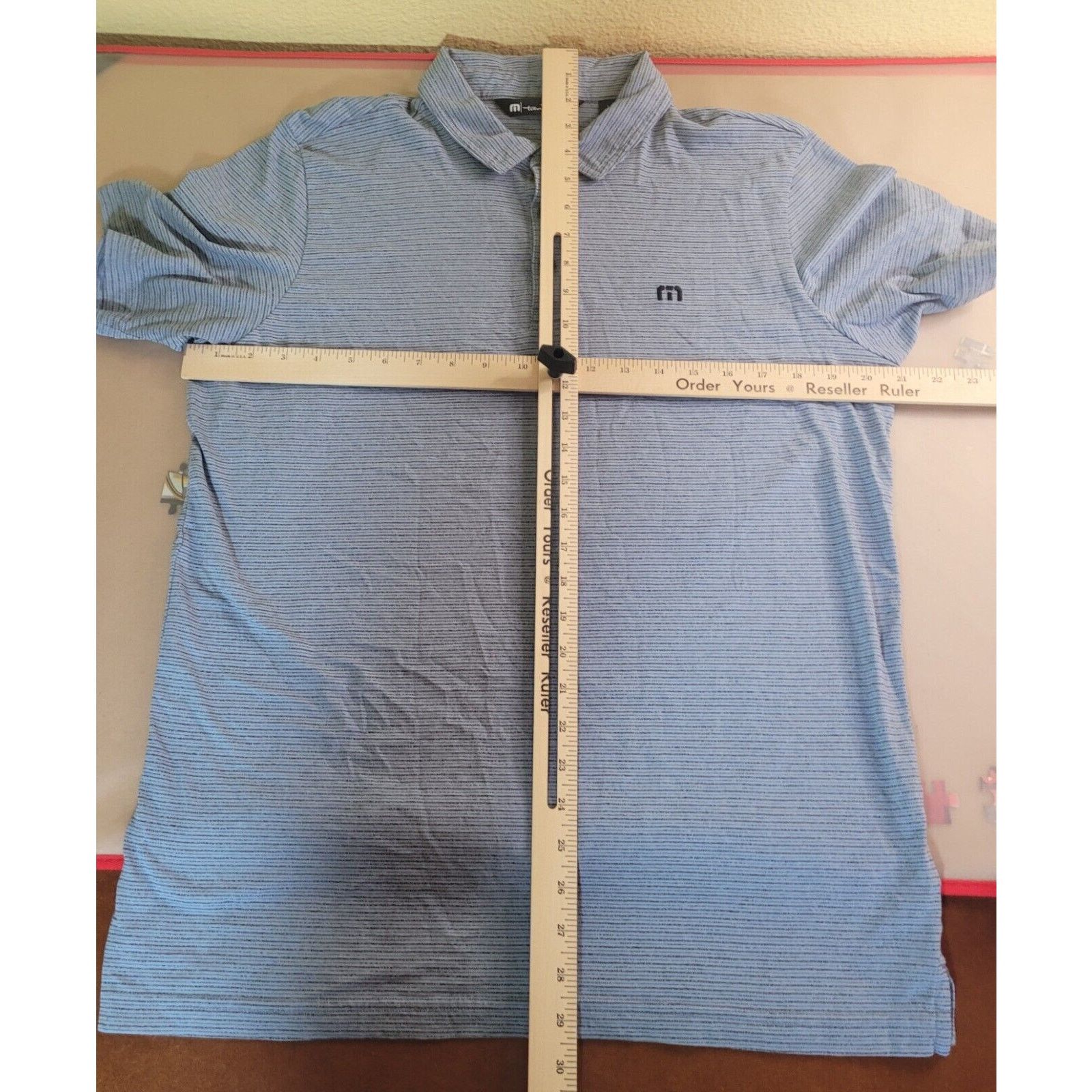 TravisMathew Travis Mathew Men's L Polo Faded Denim Pima Cotton Blend Size US L / EU 52-54 / 3 - 9 Thumbnail